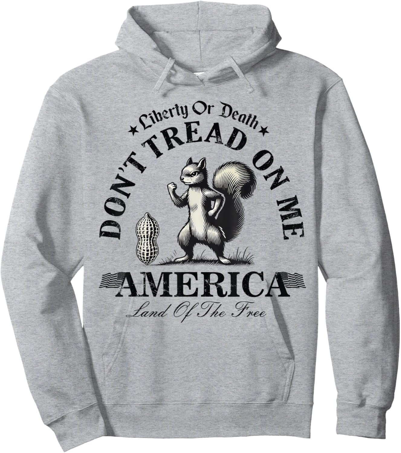 Don't Tread on Me Squirrel Liberty - Justice for Peanut -Adult Blue Small Classic Modern Short Sleeve Hoodie - Hoodie | Ash