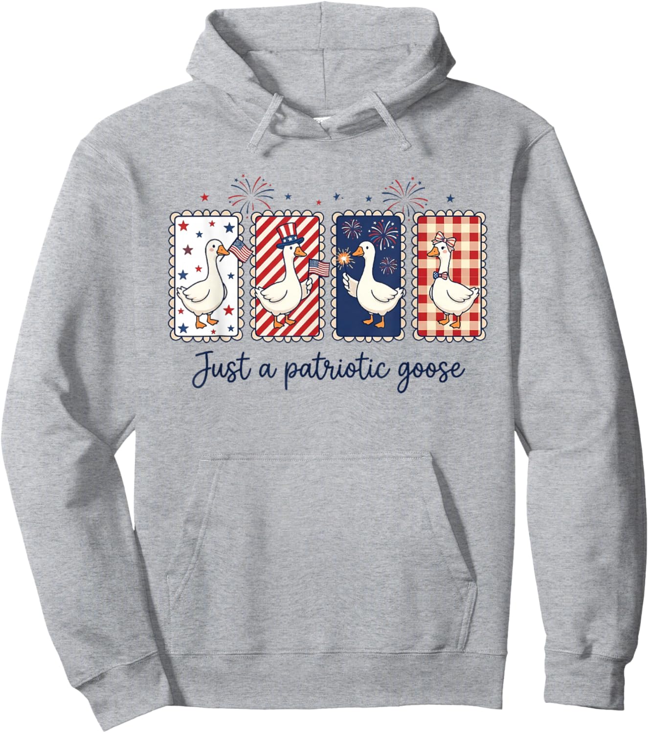 Just A Patriotic Goose Shirts Cute 4th of July Goose Hoodie - Hoodie | Ash