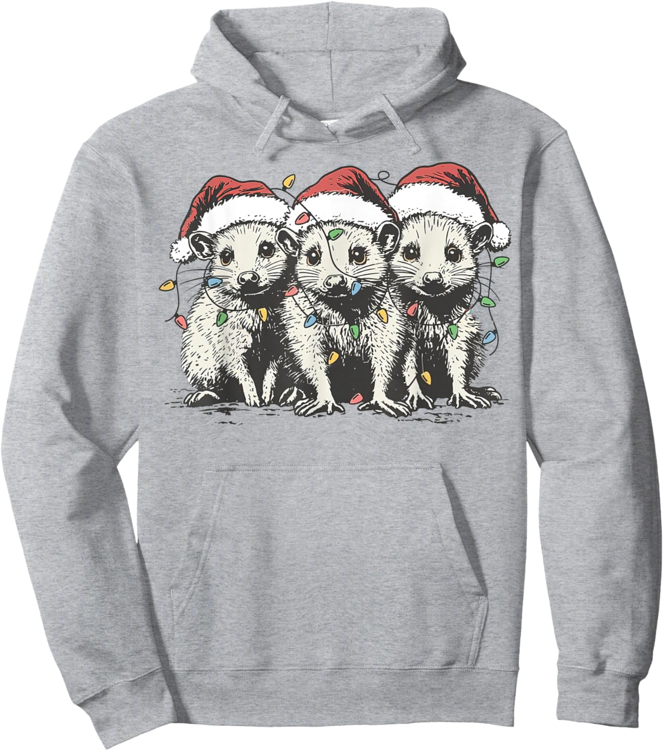 Vintage Cute Opossum Possum Christmas Girls Hoodie - Hoodie | Ash