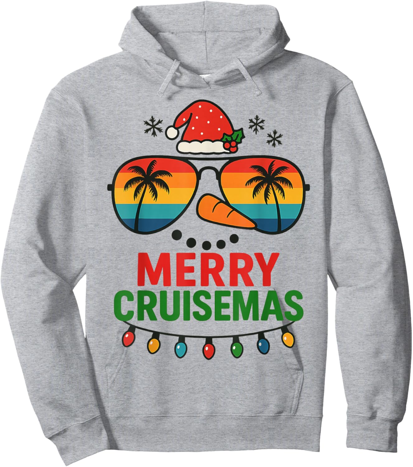 Merry Cruisemas 2025 Christmas Santa Snowman Funny Cruise Hoodie - Hoodie | Ash
