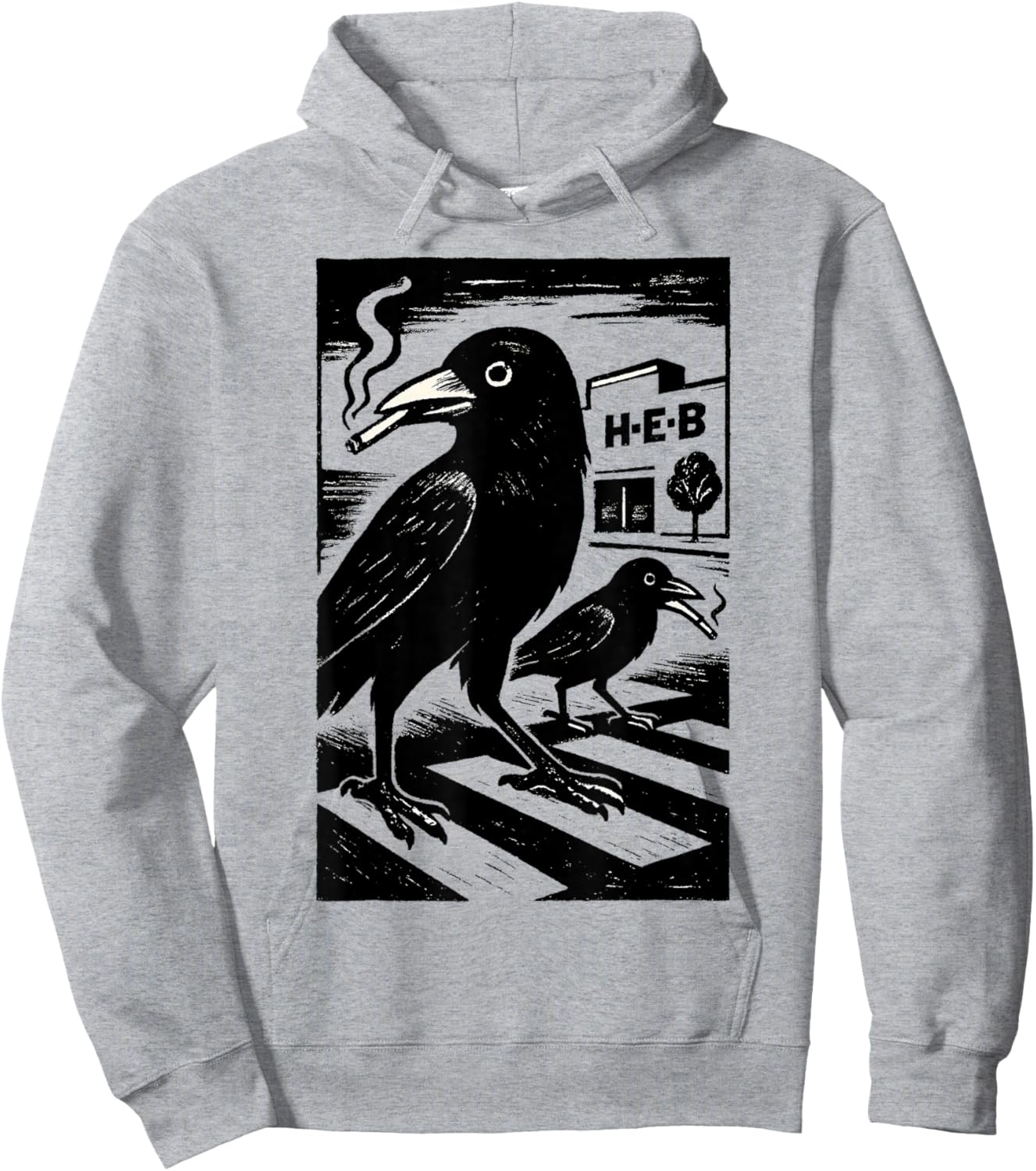 Smoking Grackle Bird Hoodie - Hoodie | Ash
