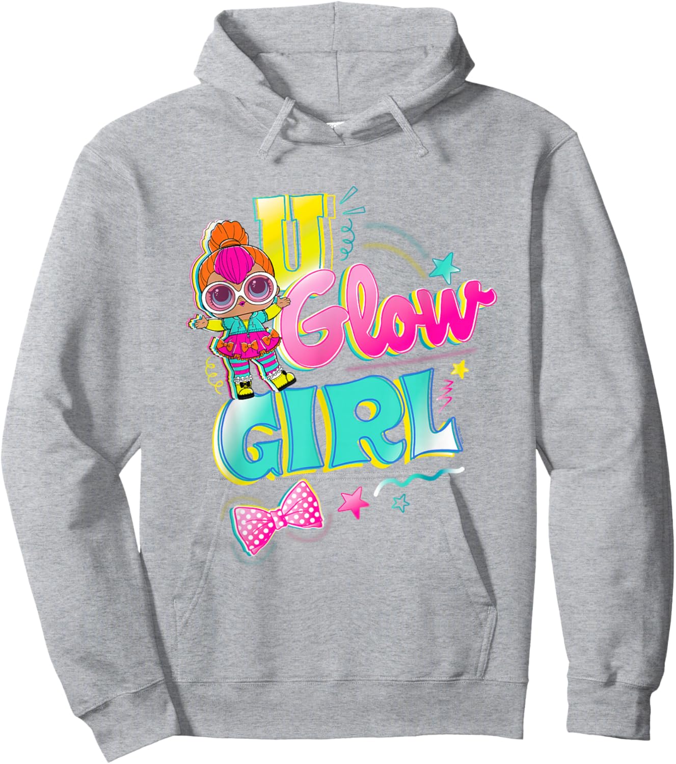 LOL Surprise U Glow Girl Neon Q. T. Retro Logo Hoodie - Hoodie | Ash