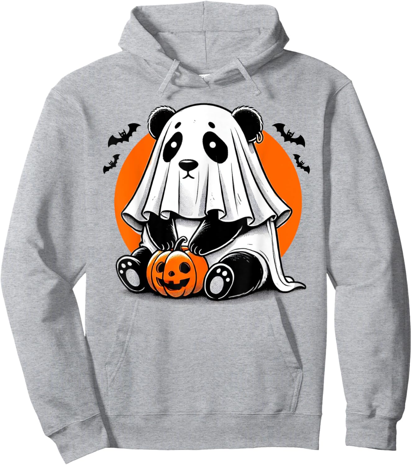 Spooky Panda Wearing A Ghost Halloween Costume Funny Horror Hoodie - Hoodie | Ash