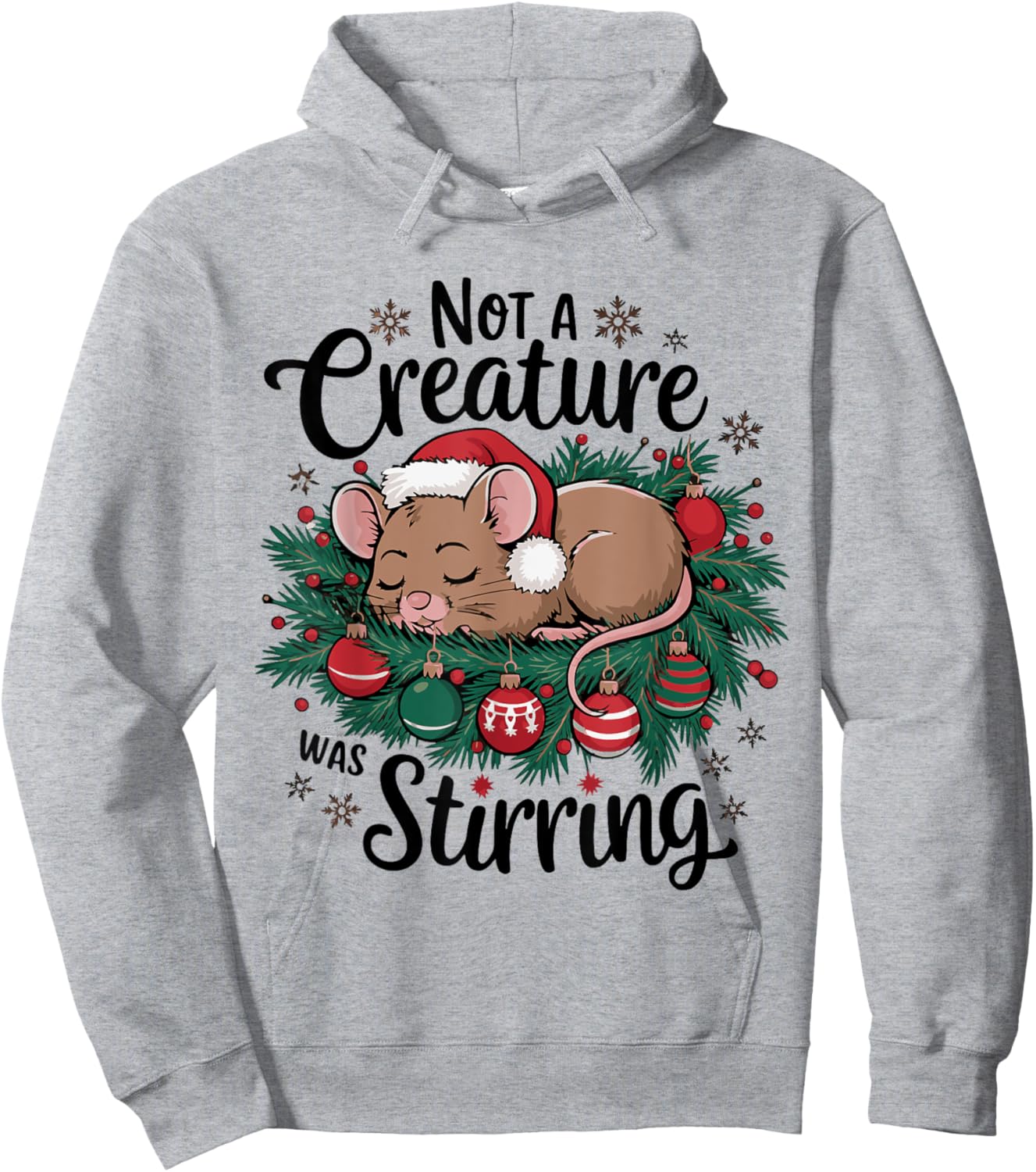 Not A Creature Was Stirring Christmas Santa Mouse Hoodie - Hoodie | Ash