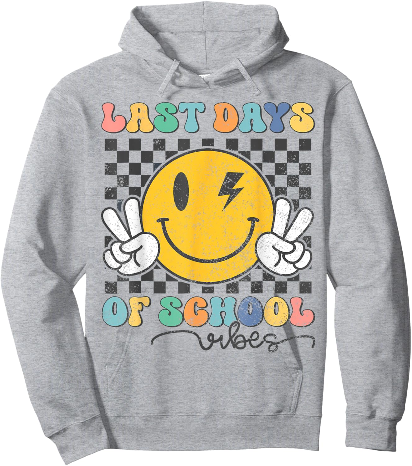 Last Day of School Vibes Teacher Student Groovy Graduation Hoodie - Hoodie | Ash