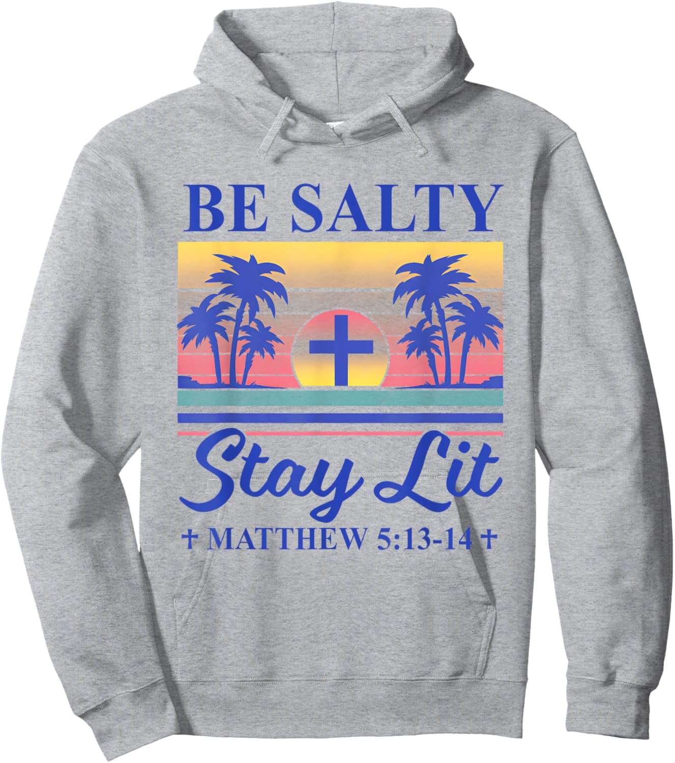 Summer Beach Be Salty Stay Lit Matthew 5:13-14 Women Kids Hoodie - Hoodie | Ash