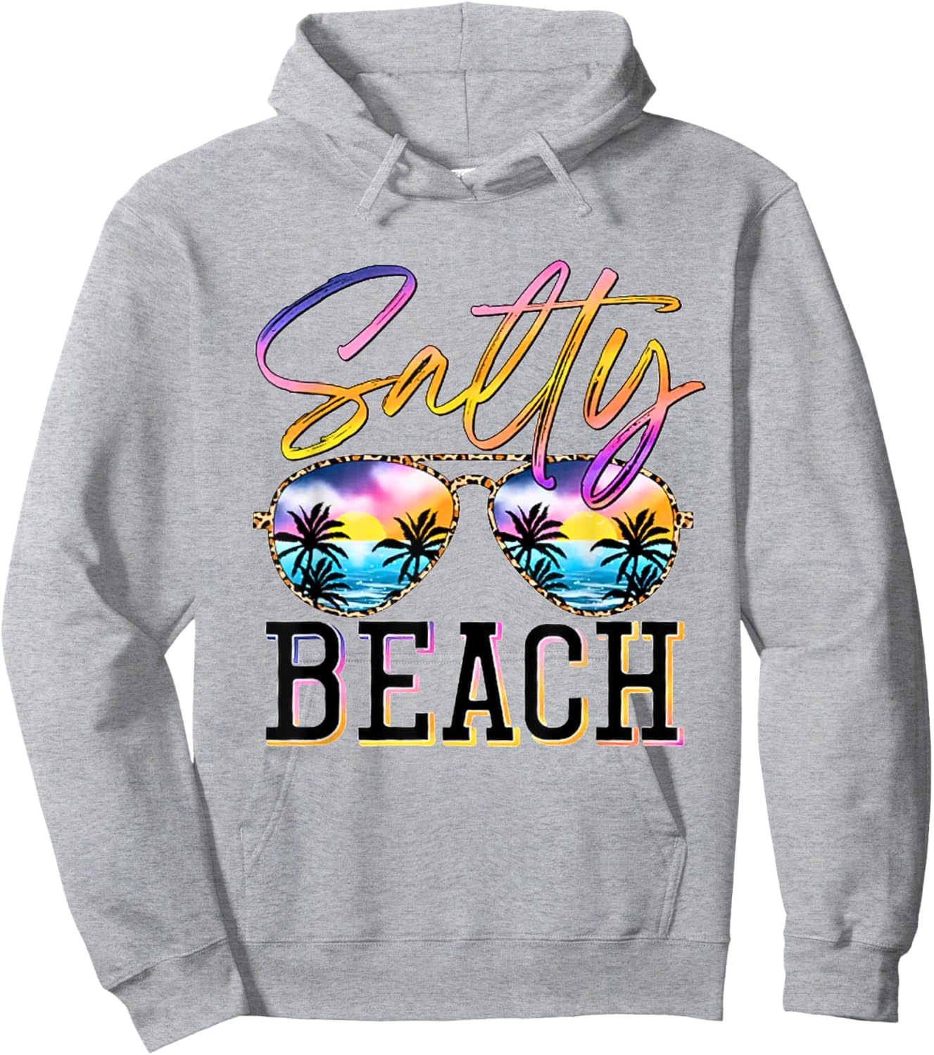 Salty Beach Sunset Sunglasses Summer Vacation Beach Party Women Hoodie - Hoodie | Ash