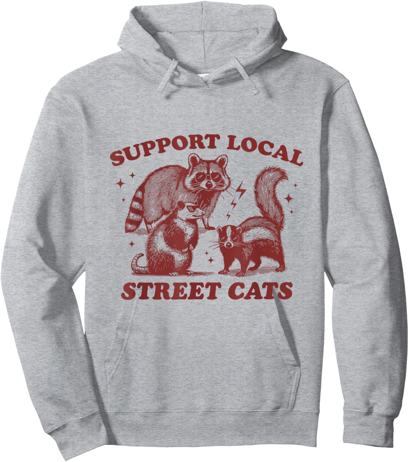 Support Local Street Cats Vintage Opossum Stinktier Waschbär Hoodie - Hoodie | Ash