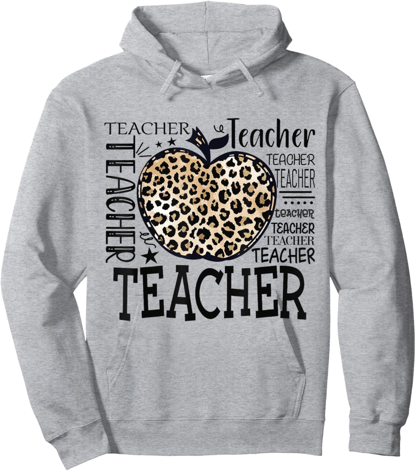 Leopard Apple Teacher Graphic Funny Teacher Back to School Hoodie - Hoodie | Ash
