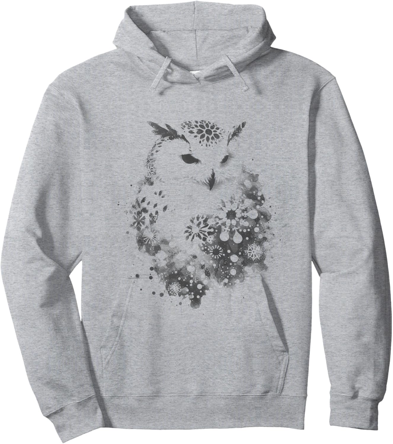 Abstract Snowy Owl Drawing Art Design Hoodie - Hoodie | Ash