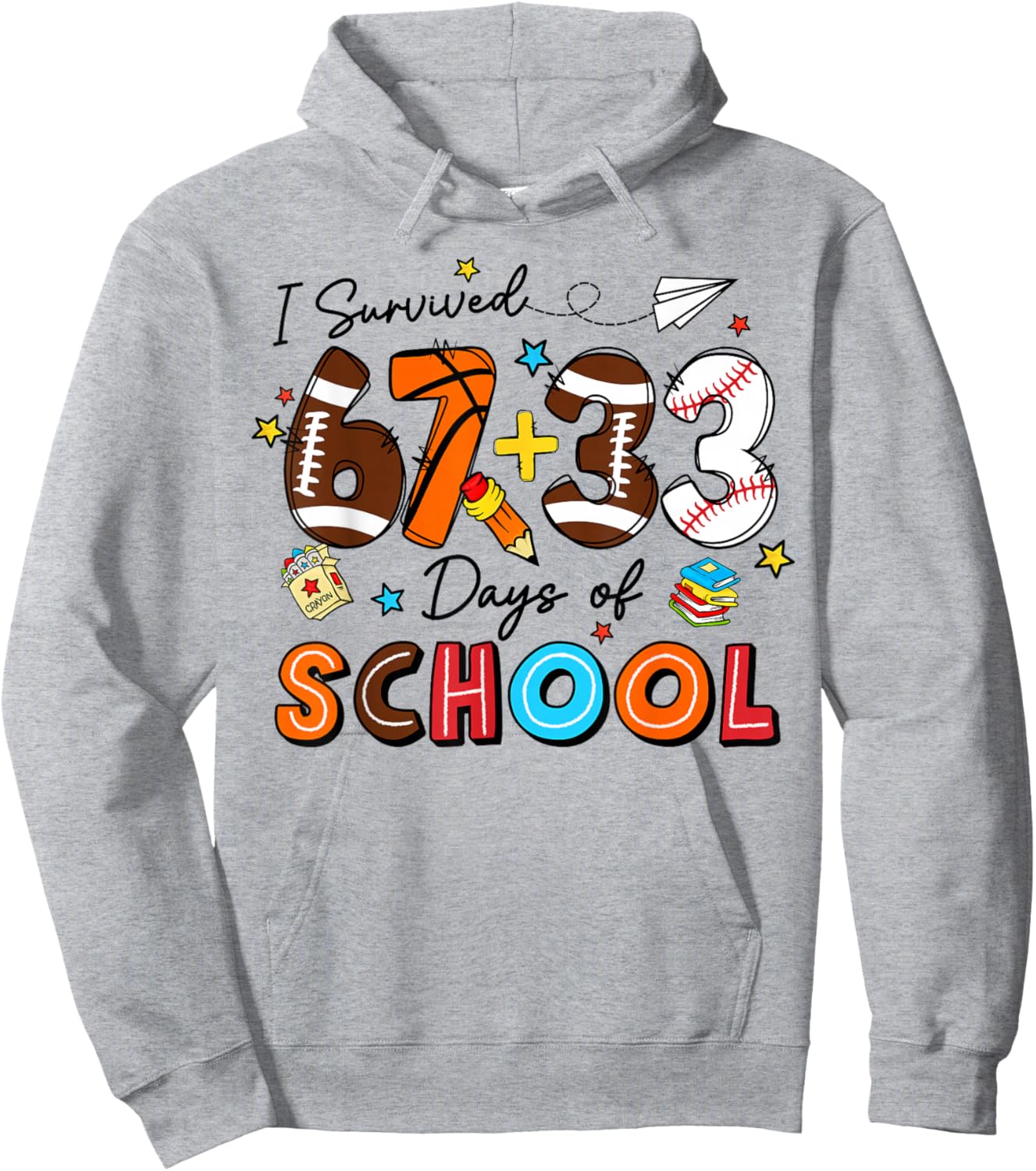 I Survived 67 33 Days of School Happy 100 Days of School Kid Hoodie - Hoodie | Ash