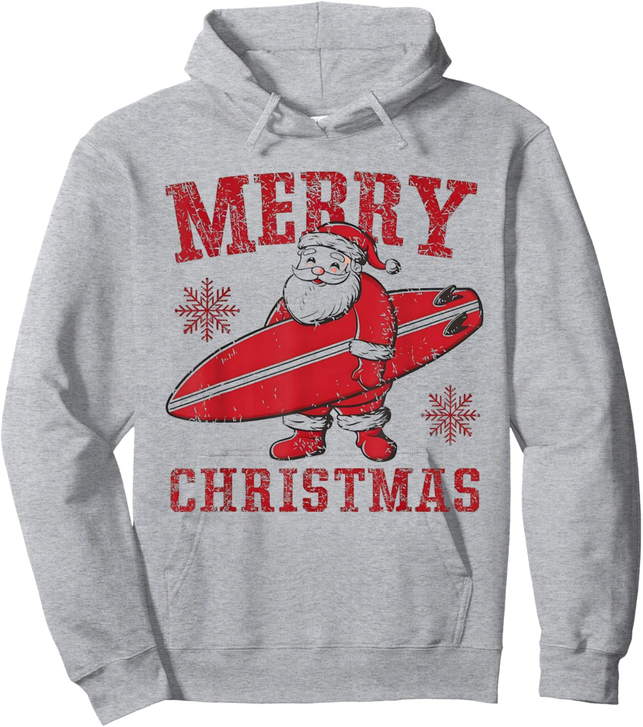Merry Christmas Santa Claus Surfing Summer SurfBoard Beach Hoodie - Hoodie | Ash