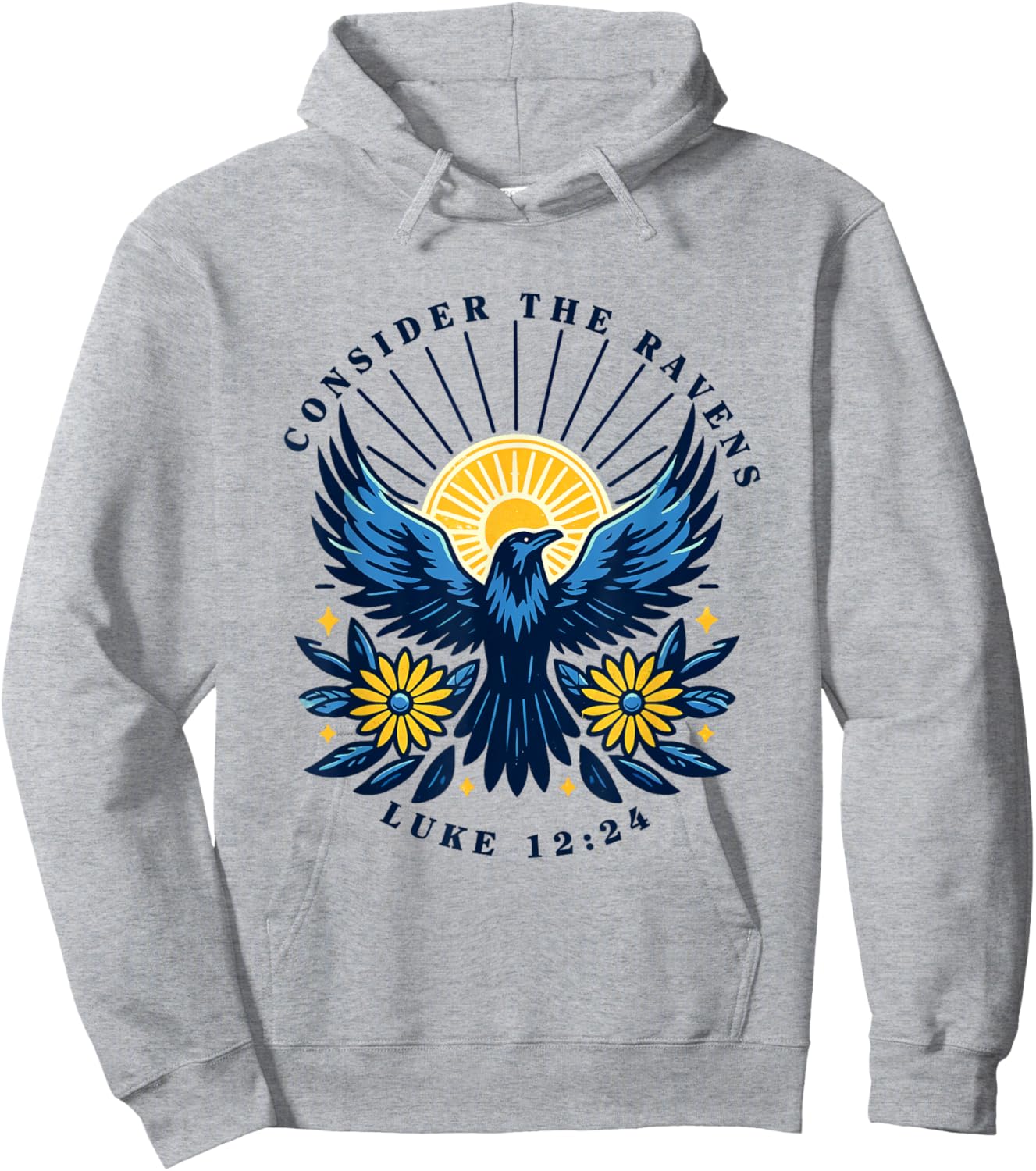 Retro Luke 12:24 Consider The Ravens Christian Bible Verse Hoodie - Hoodie | Ash