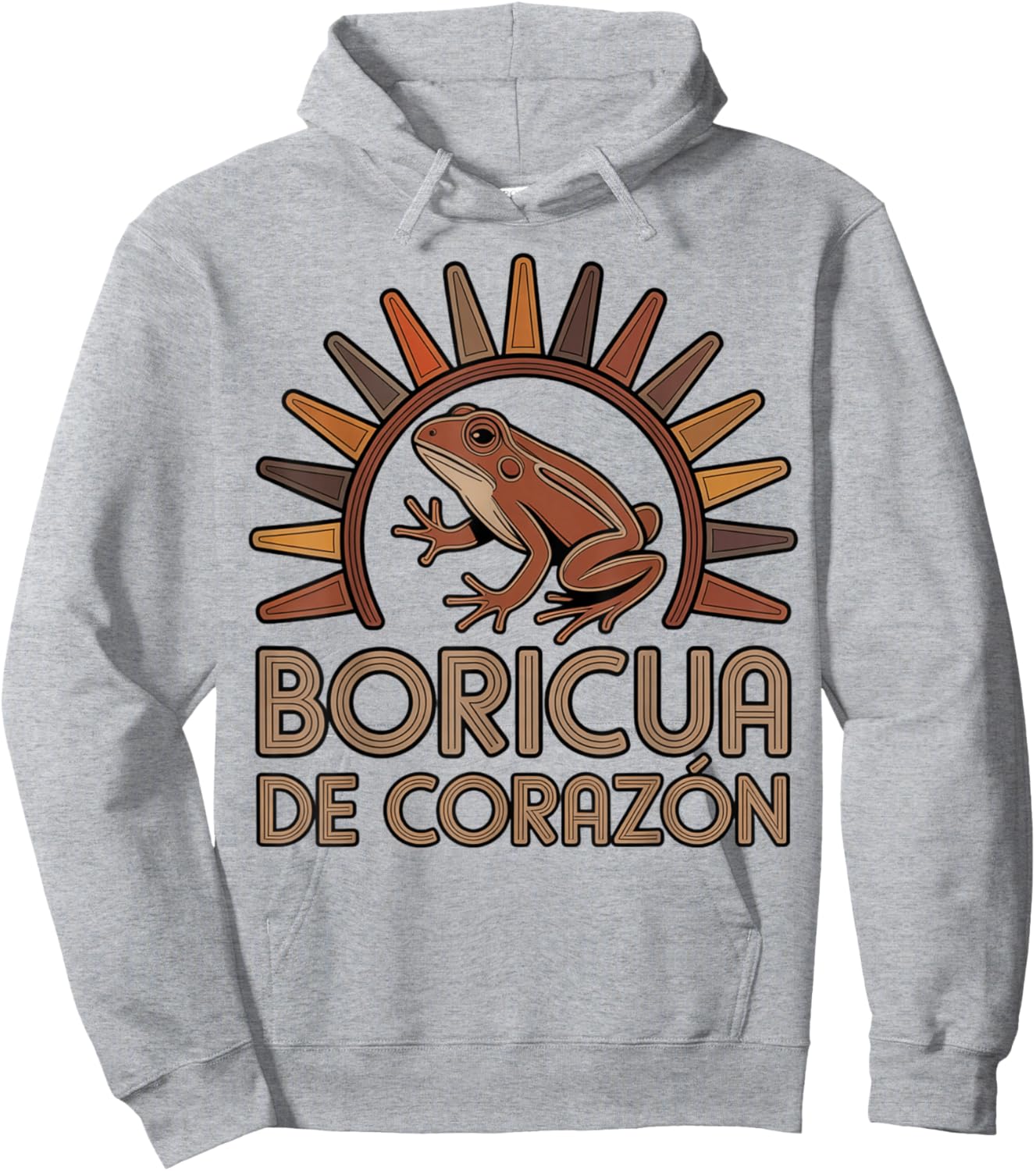 Boricua de Corazón Coquí Tribal Symbol Apparel Hoodie - Hoodie | Ash