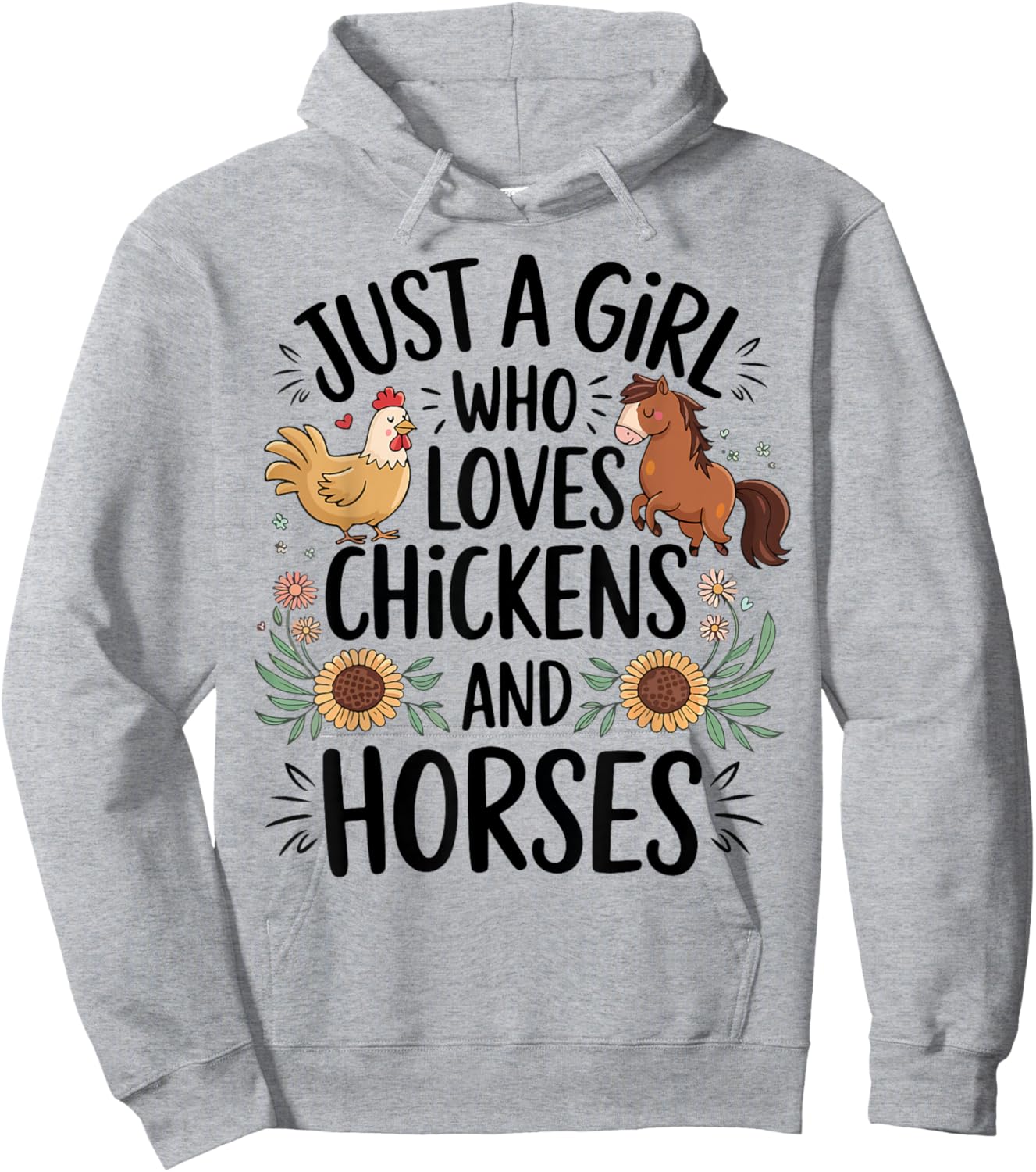 Just A Girl Who Loves Chicken & Horses Farming Farmer Women Hoodie - Hoodie | Ash