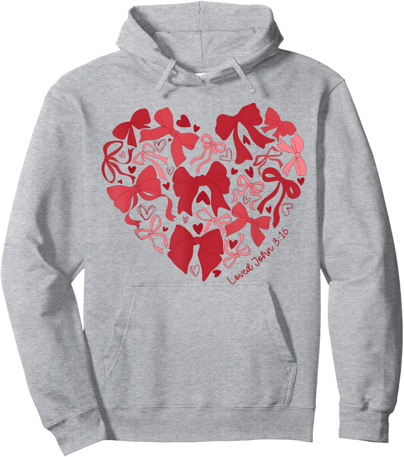 Loved John 3 16 Bow Valentine Christian Bible Verse Women Hoodie - Hoodie | Ash