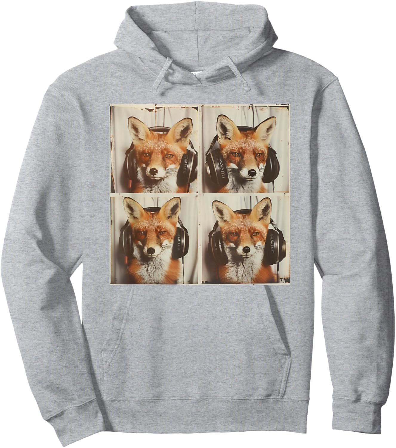 Fox Wearing Headphones Cool DJ Fox Animal Music Hoodie - Hoodie | Ash