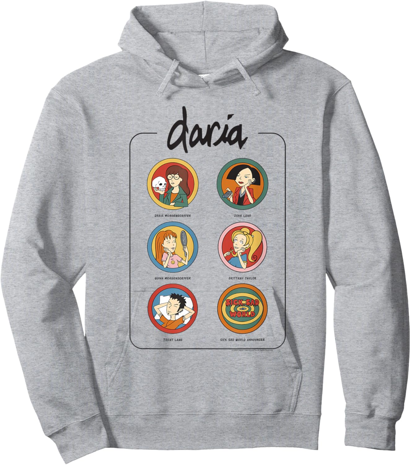Daria Vintage Character Chart Retro Cartoon Hoodie - Hoodie | Ash