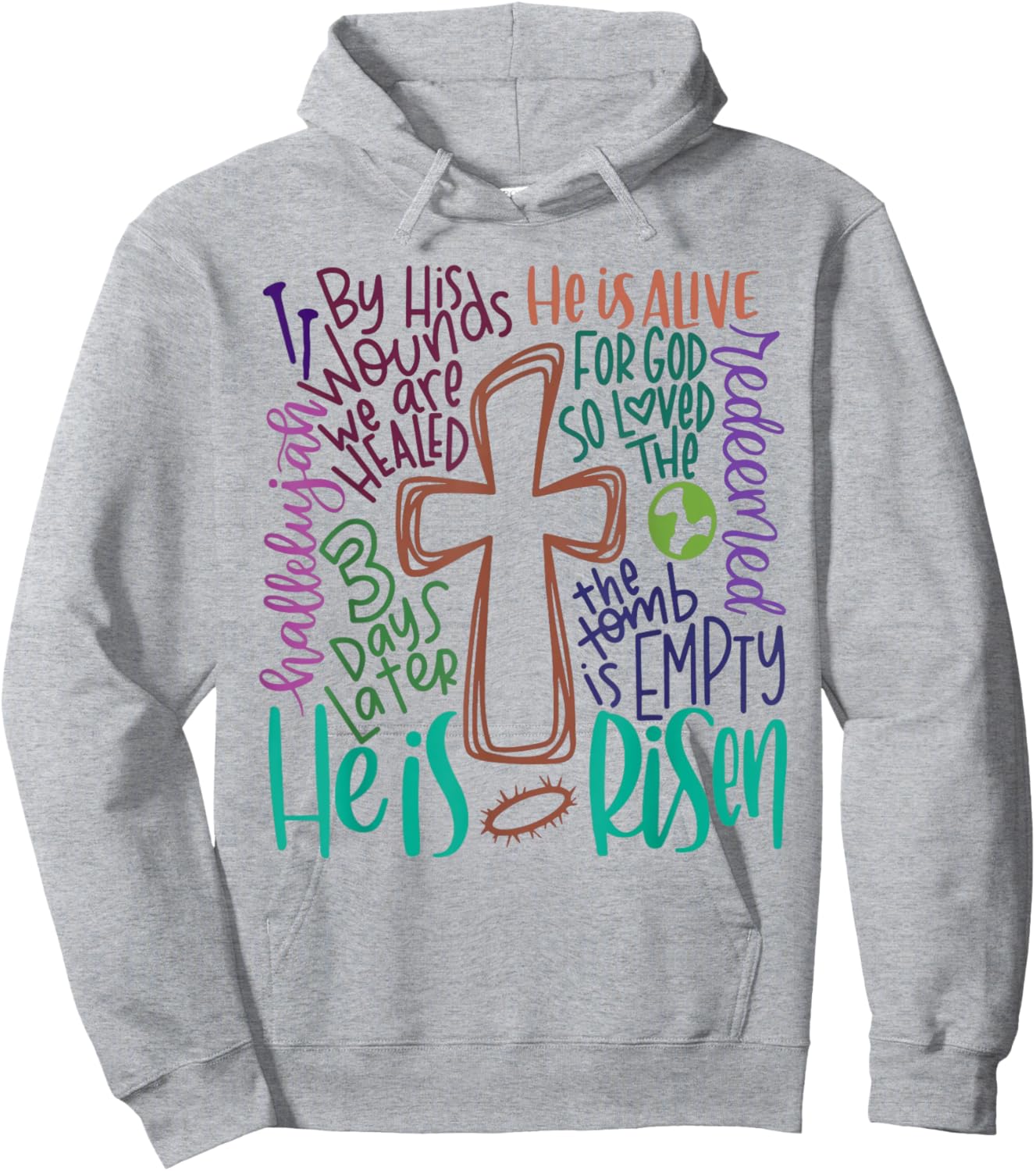 Easter Cross He Is Risen Jesus Christian Men Women Kid Youth Hoodie - Hoodie | Ash