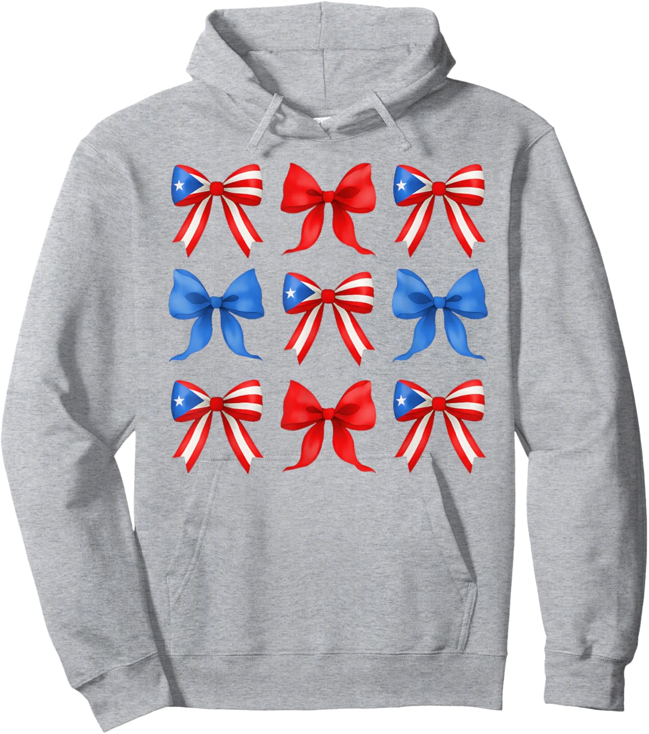 Puerto Rico Coquette Bow Puerto Rico Flag Ribbon Boricua Hoodie - Hoodie | Ash