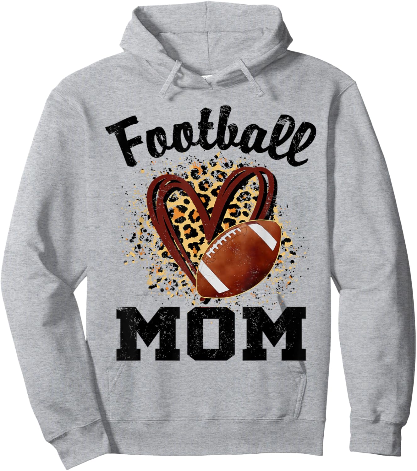 Football Mom Heart Leopard Hoodie - Hoodie | Ash