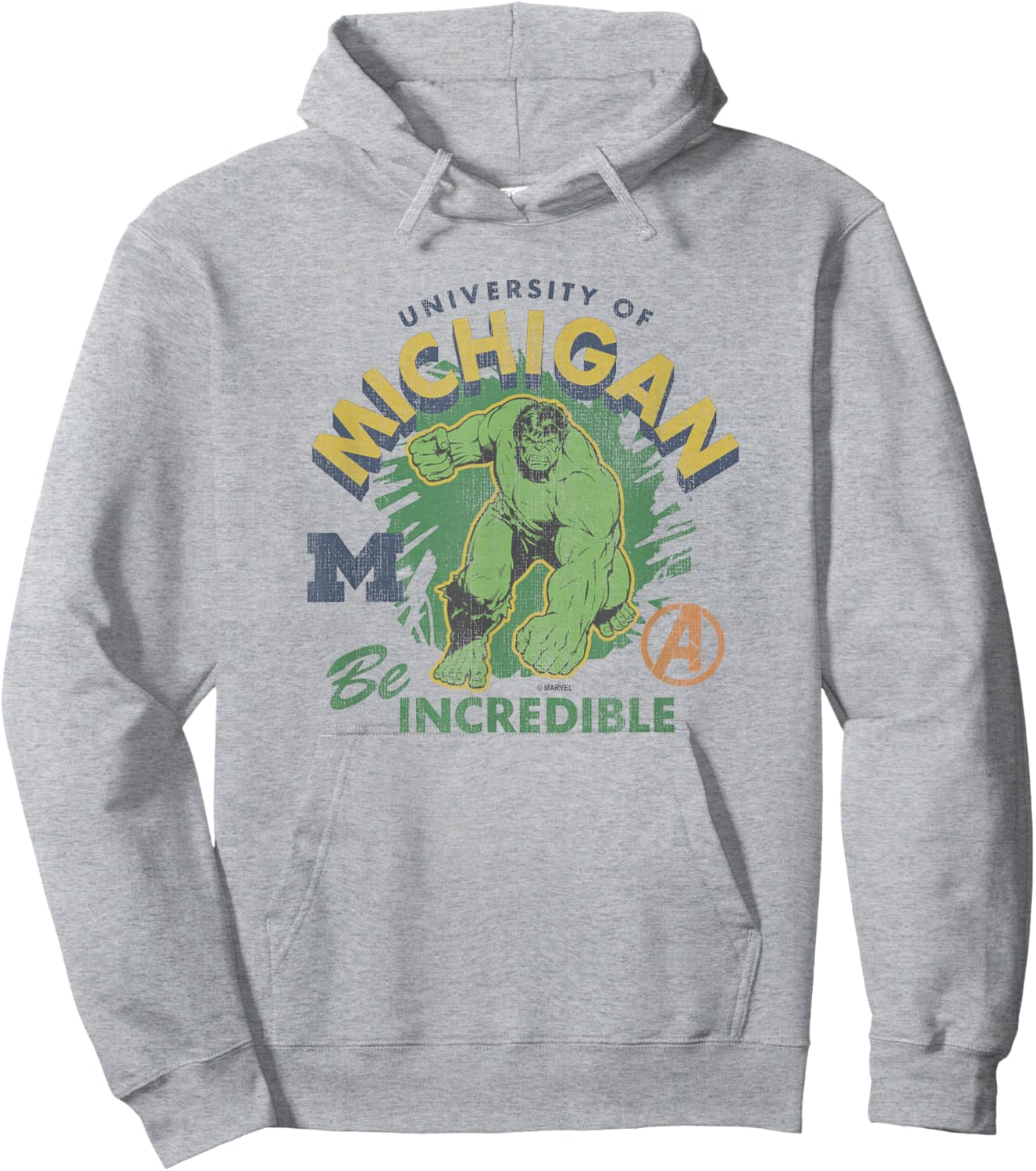 Michigan Wolverines Hulk Vintage Marvel Gray Hoodie - Hoodie | Ash