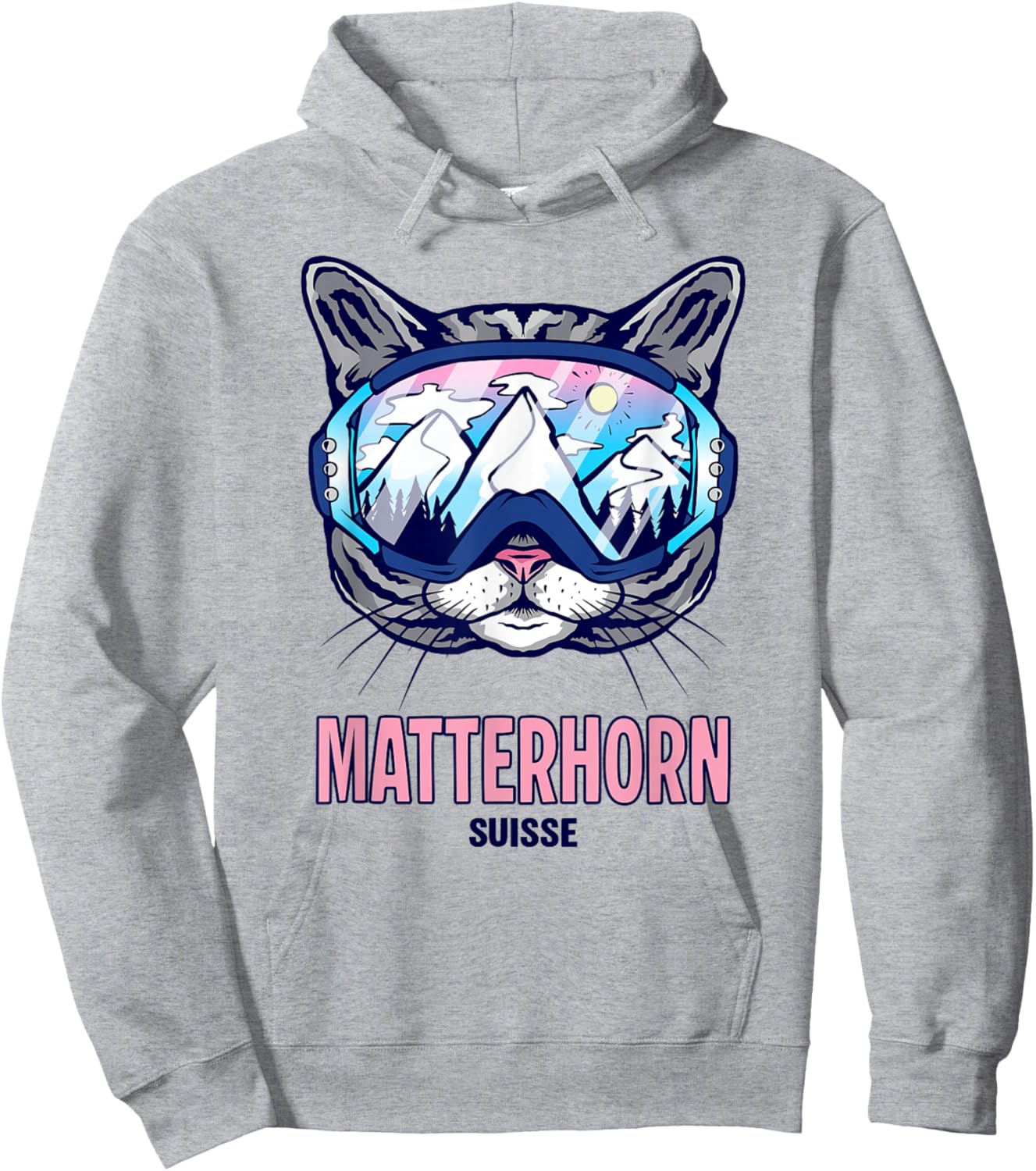 Cat Ski Goggles Mountain Panorama Matterhorn Hoodie - Hoodie | Ash