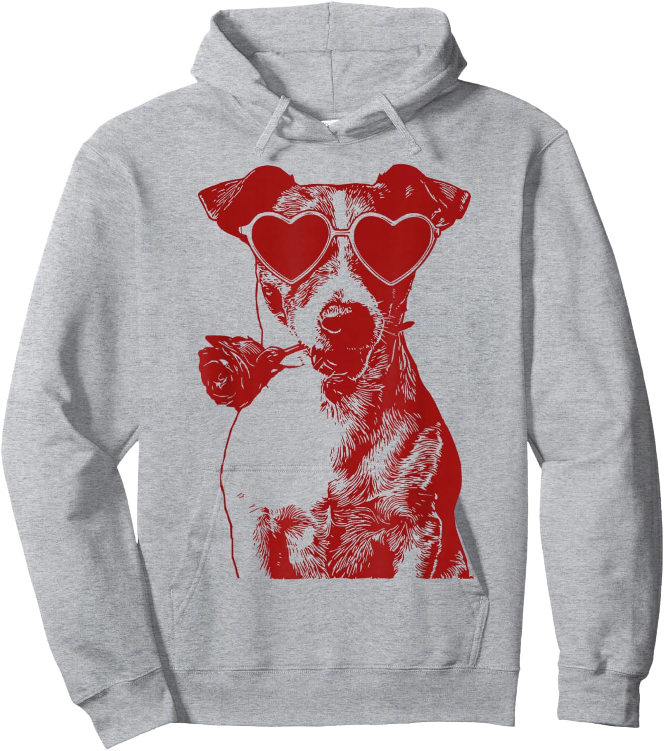 Valentine Jack Russell Romantic Dog Sunglasses Hoodie - Hoodie | Ash
