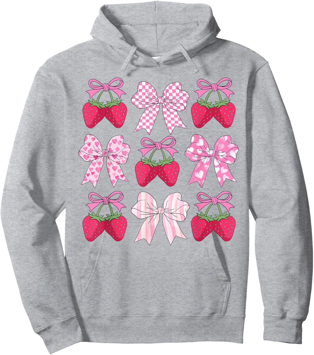 Strawberry Coquette Bow Aesthetic Strawberries Fruit Season Hoodie - Hoodie | Ash