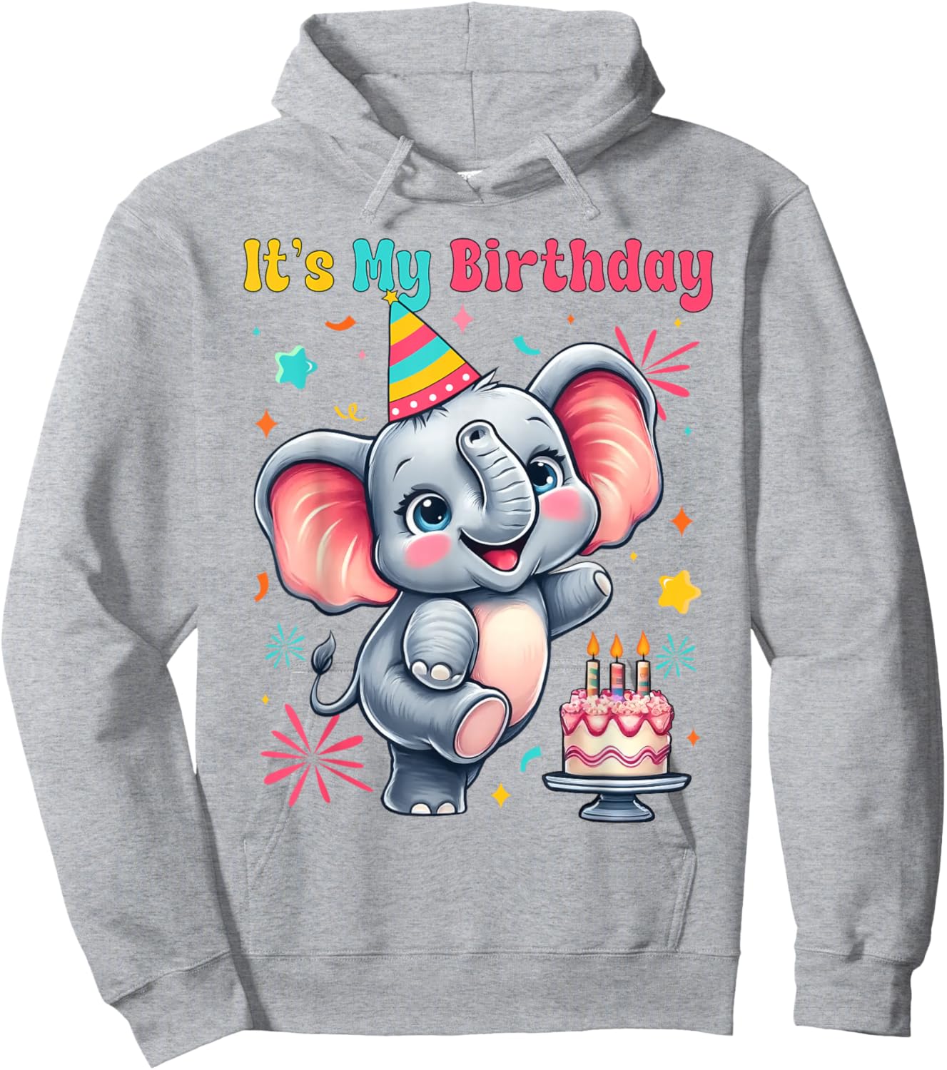 It's My Birthday Boys Girls Kids Toddler Elephant Birthday Hoodie - Hoodie | Ash