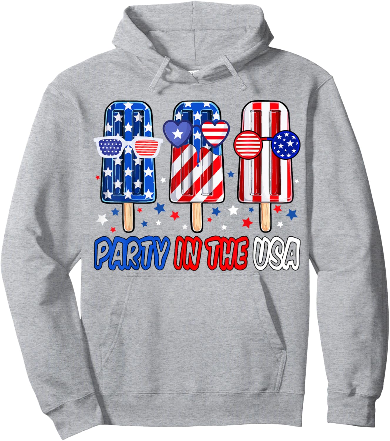 Party In USA 4th July Popsicle Shirt Boys USA Flag American Hoodie - Hoodie | Ash