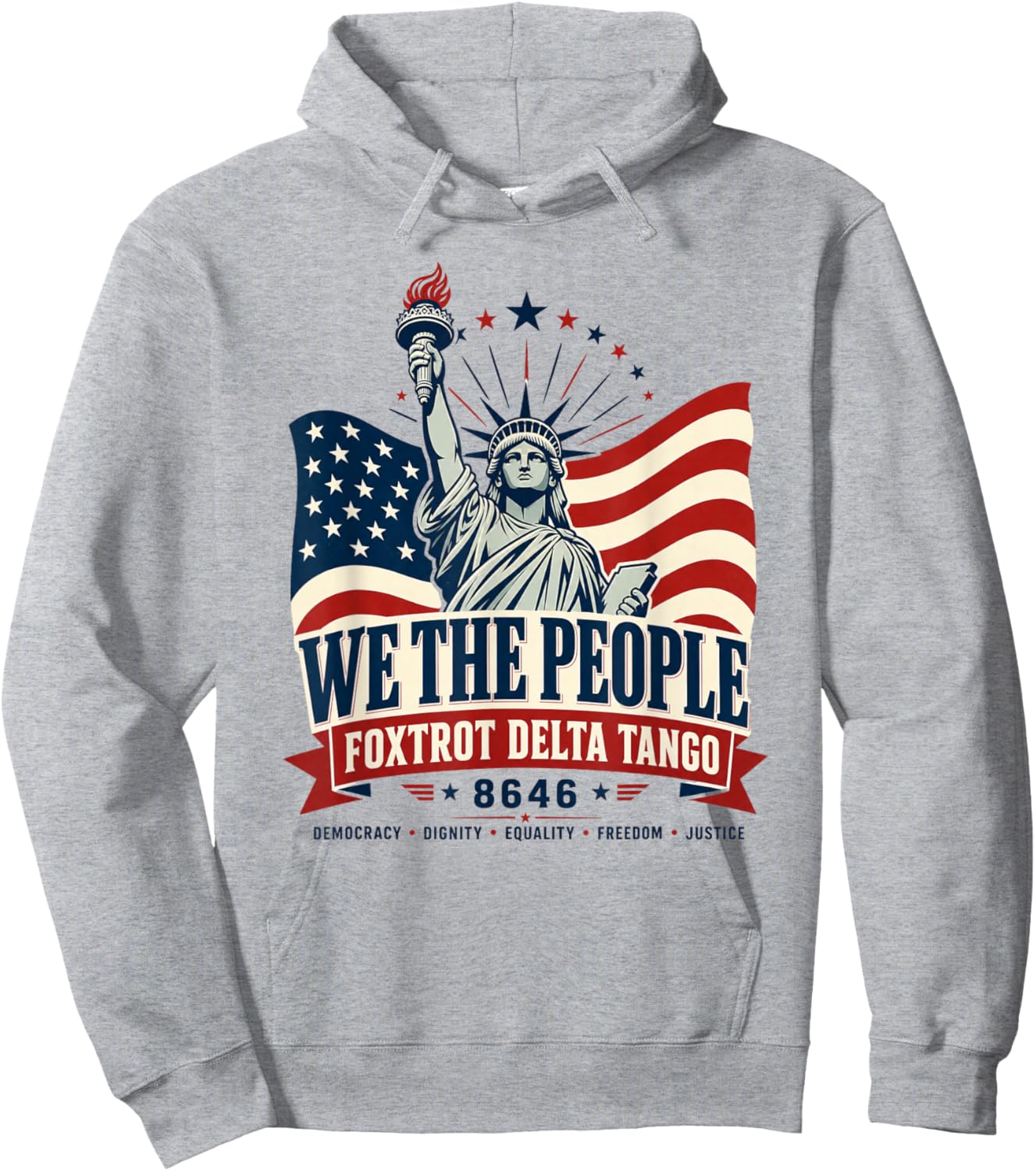 Foxtrot Delta Tango 8646 USA Liberal America Political Hoodie - Hoodie | Ash