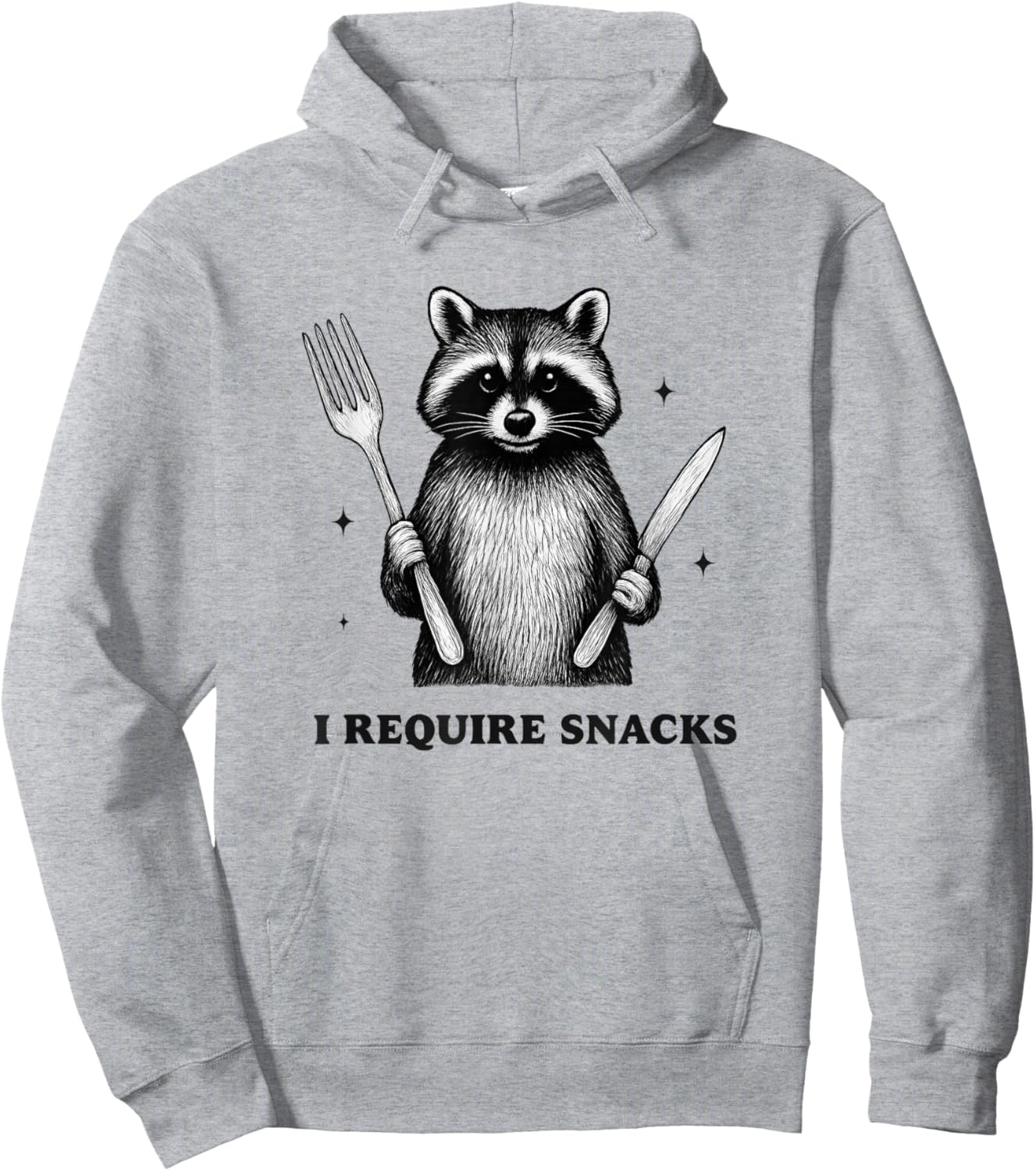 i Require Snacks Raccoon. Funny Animal Humor for Snack Lover Hoodie - Hoodie | Ash