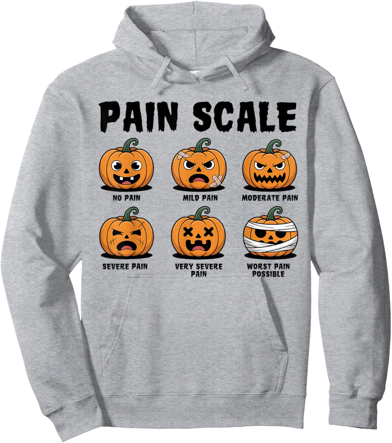 Spooky Pumpkin Pain Scale Trauma Nurse Triage Halloween Fall Hoodie - Hoodie | Ash