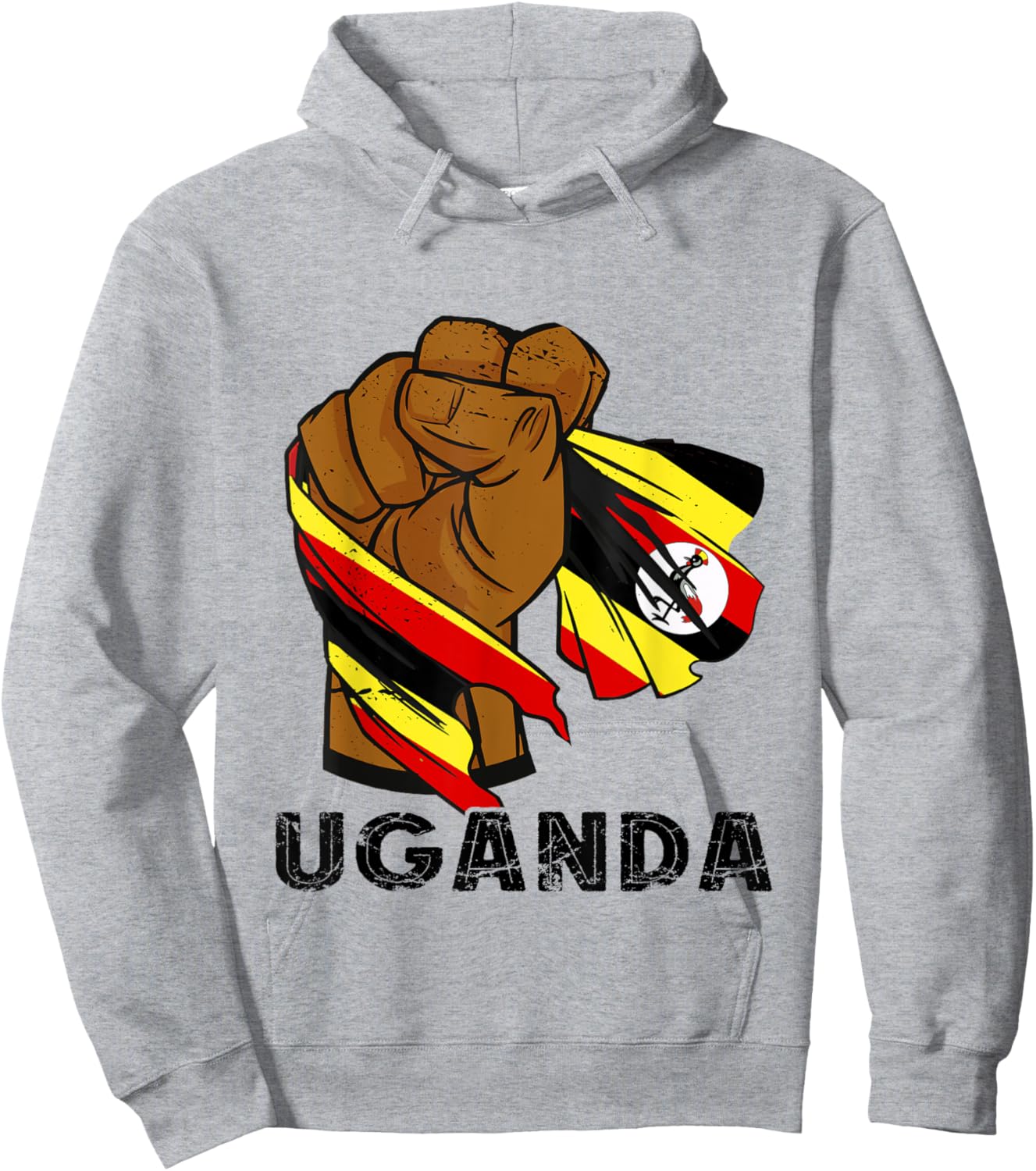 Uganda Power Vintage Ugandan Flag Handfist Ugandan Roots Hoodie - Hoodie | Ash