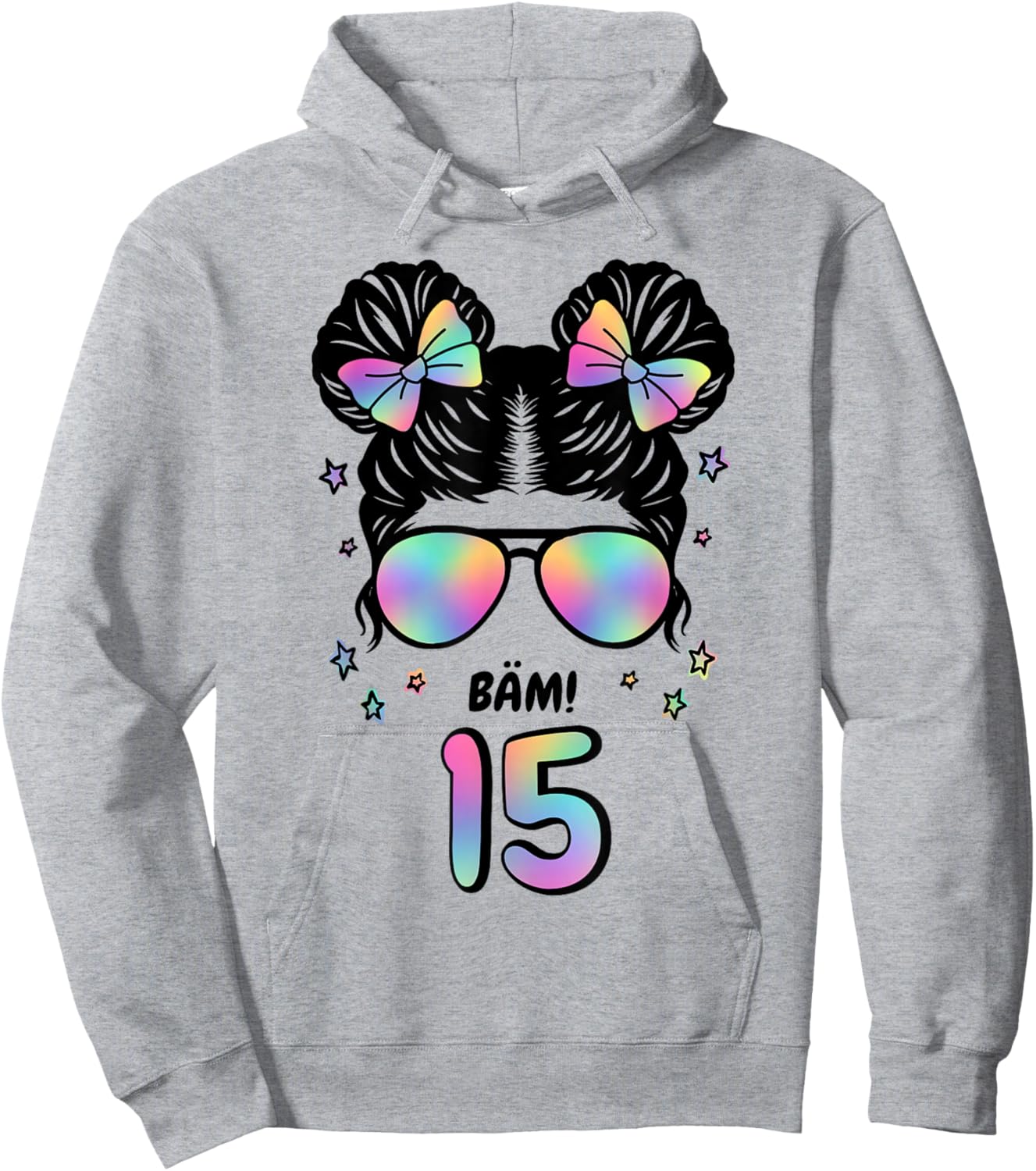 15. Geburtstag Mädchen Messy Bun Bäm! 15 Hoodie - Hoodie | Ash