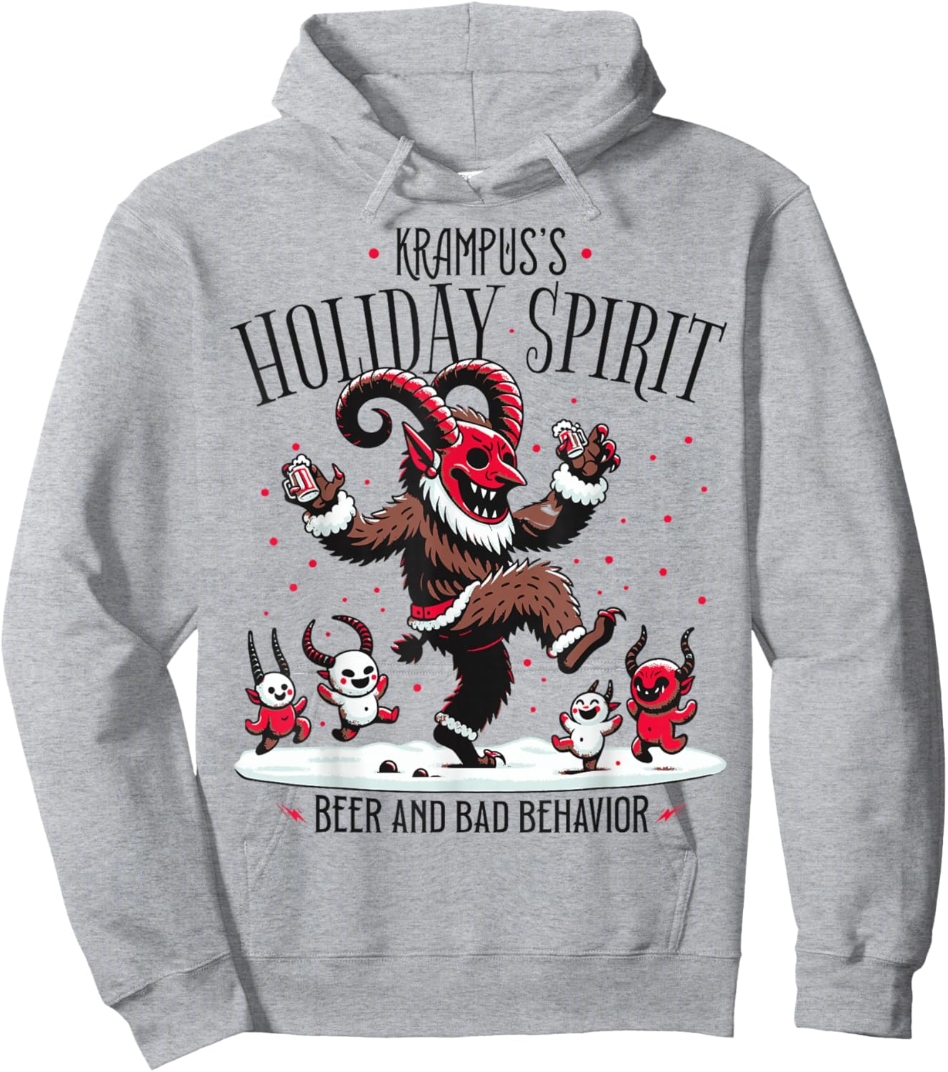 Krampus Holiday Spirit Design With Dancing Demons Hoodie - Hoodie | Ash