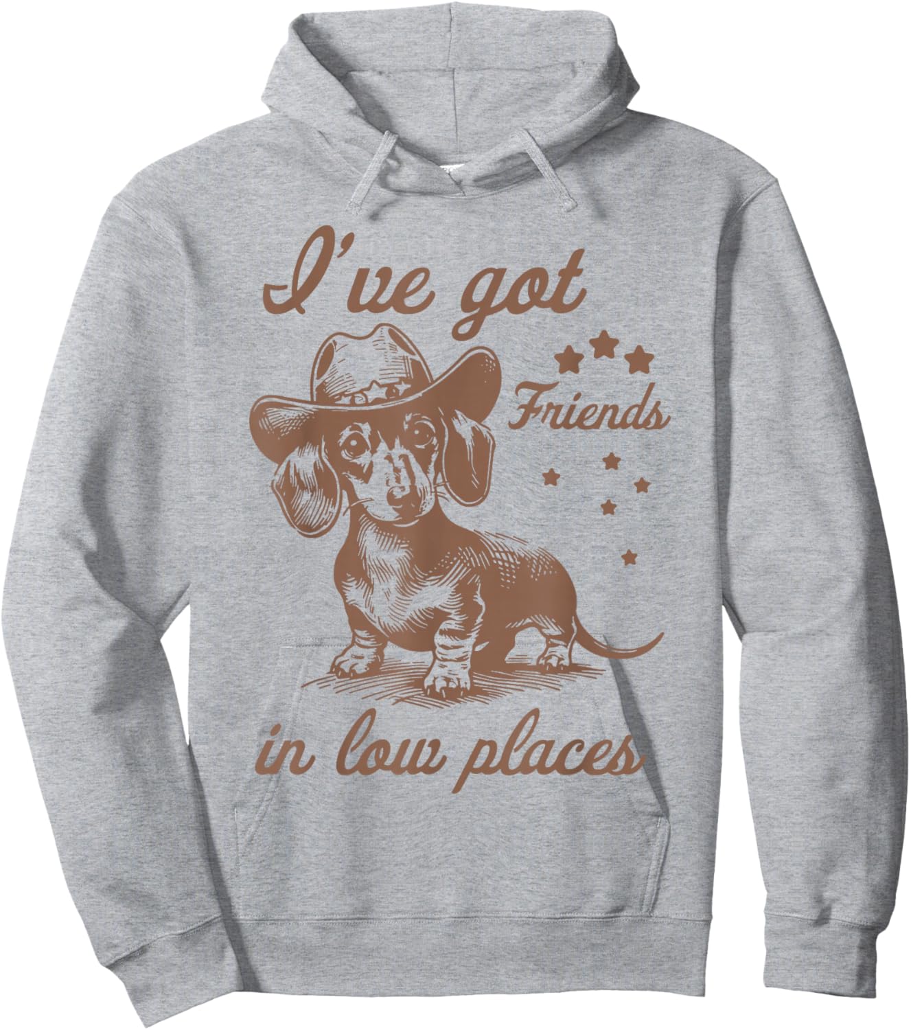 Retro I've Got Friends In Low Places Funny Dachshund Cowboy Hoodie - Hoodie | Ash