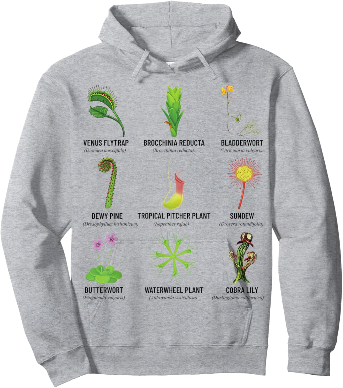 Carnivorous Plants Chart Venus Flytrap, Pitcher Plant Hoodie - Hoodie | Ash