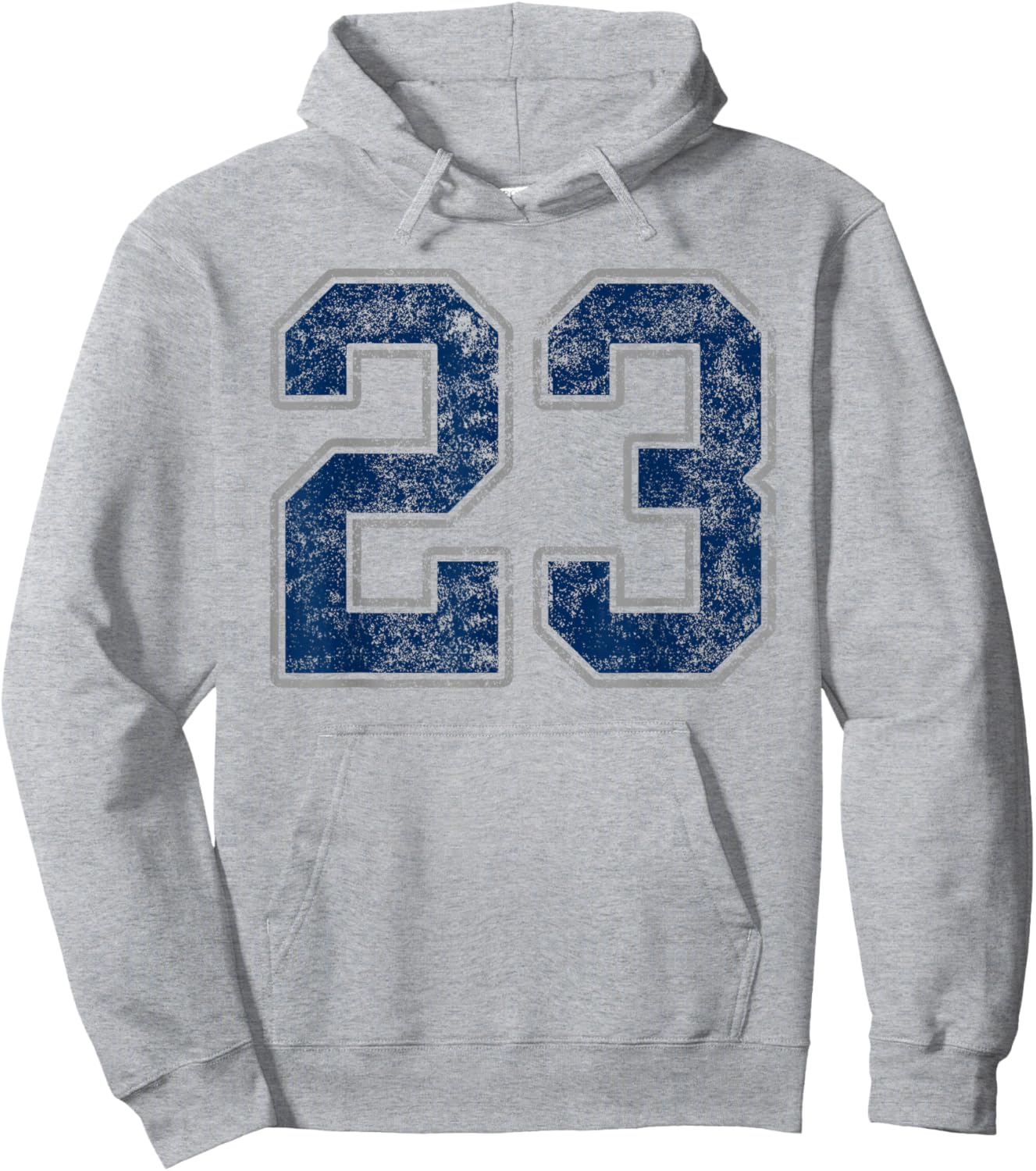 Number 23 Navy Silver White Grunge Player Jersey Fan Hoodie - Hoodie | Ash