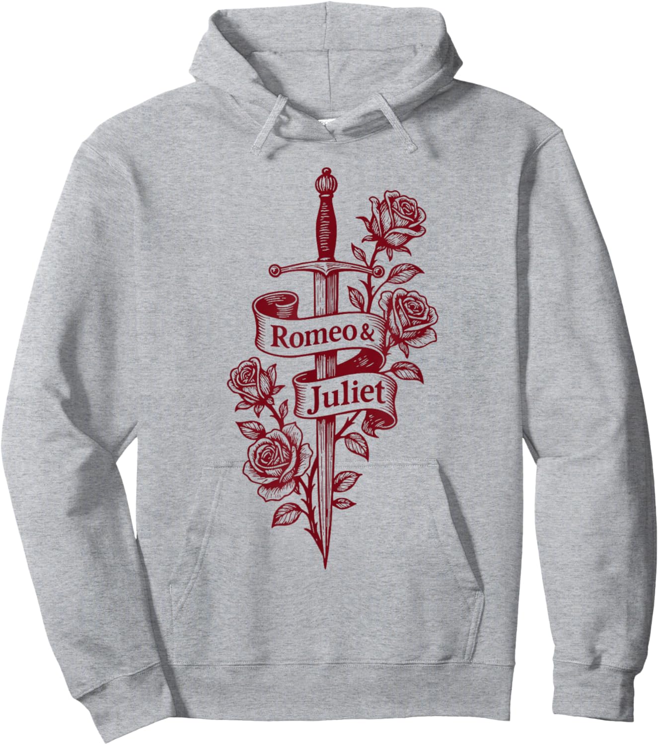 Romeo and Juliet Shakespeare Sword and Roses Hoodie - Hoodie | Ash