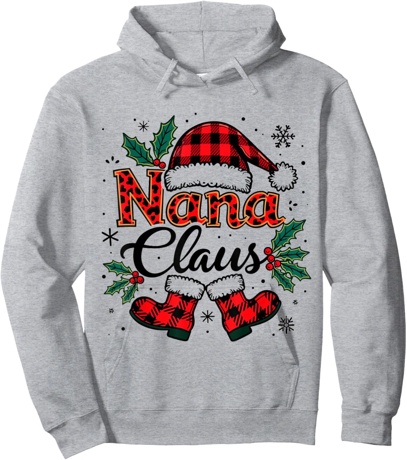 Nana Claus Santa Hat Christmas lights family Xmas Men Women Hoodie - Hoodie | Ash