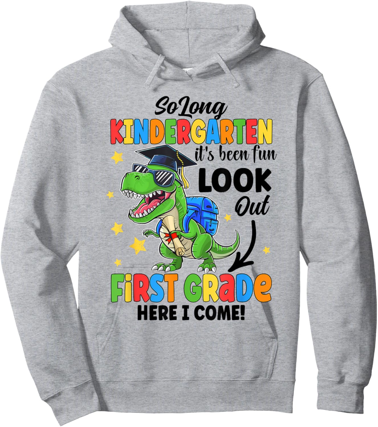 So Long Kindergarten Graduation Class Of 2024 Dinosaur Kids Hoodie - Hoodie | Ash