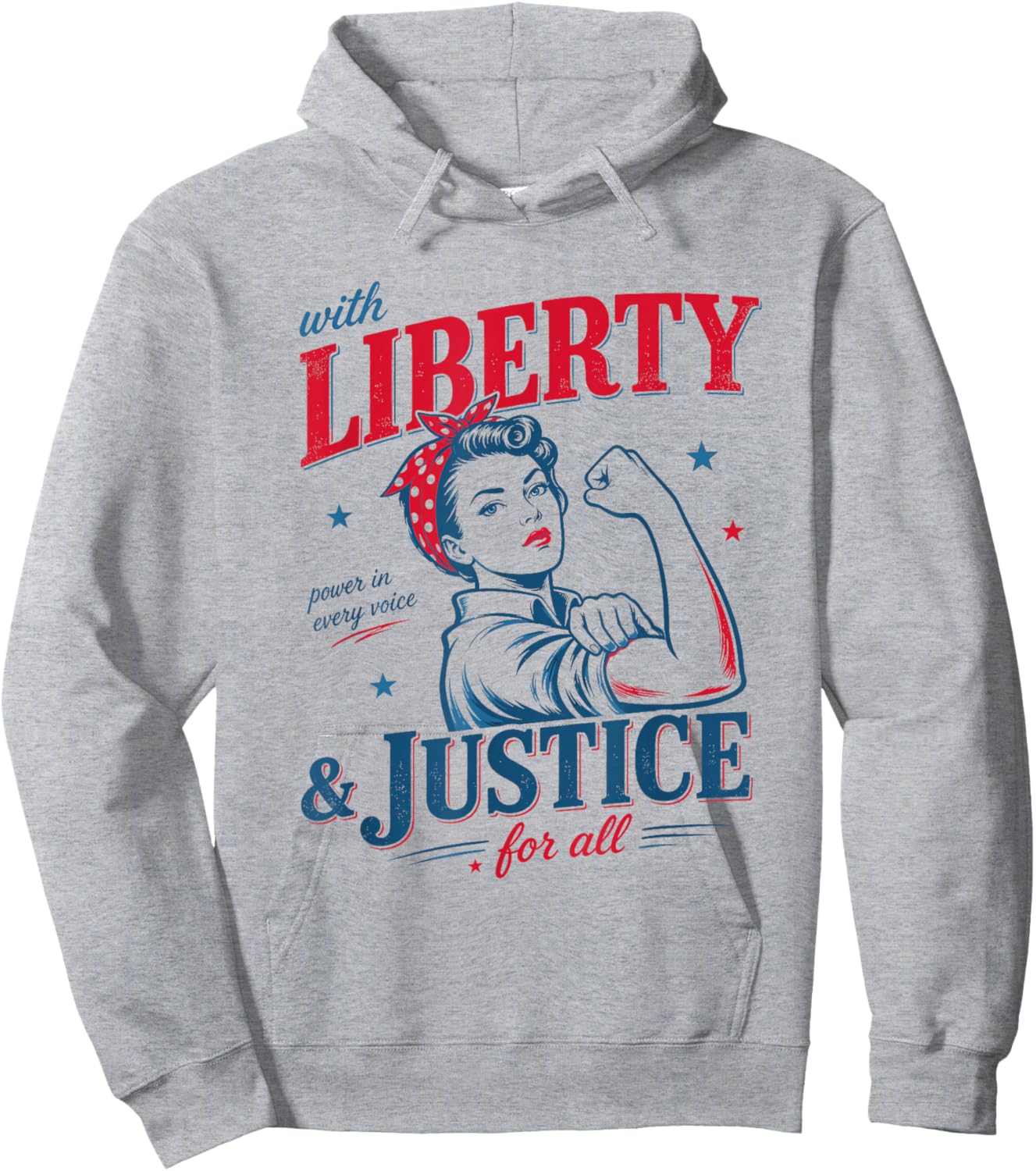 Liberty and Justice for All 4th of July Patriotic Women Hoodie - Hoodie | Ash