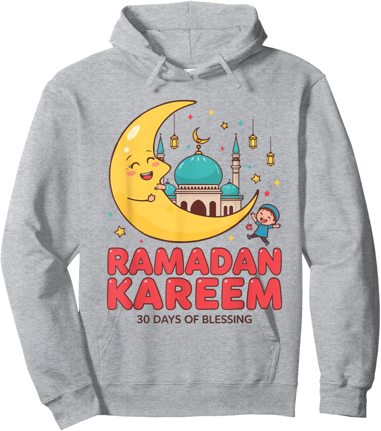 Ramadan Kareem Kids Cute Crescent Moon Muslim Children's Hoodie - Hoodie | Ash
