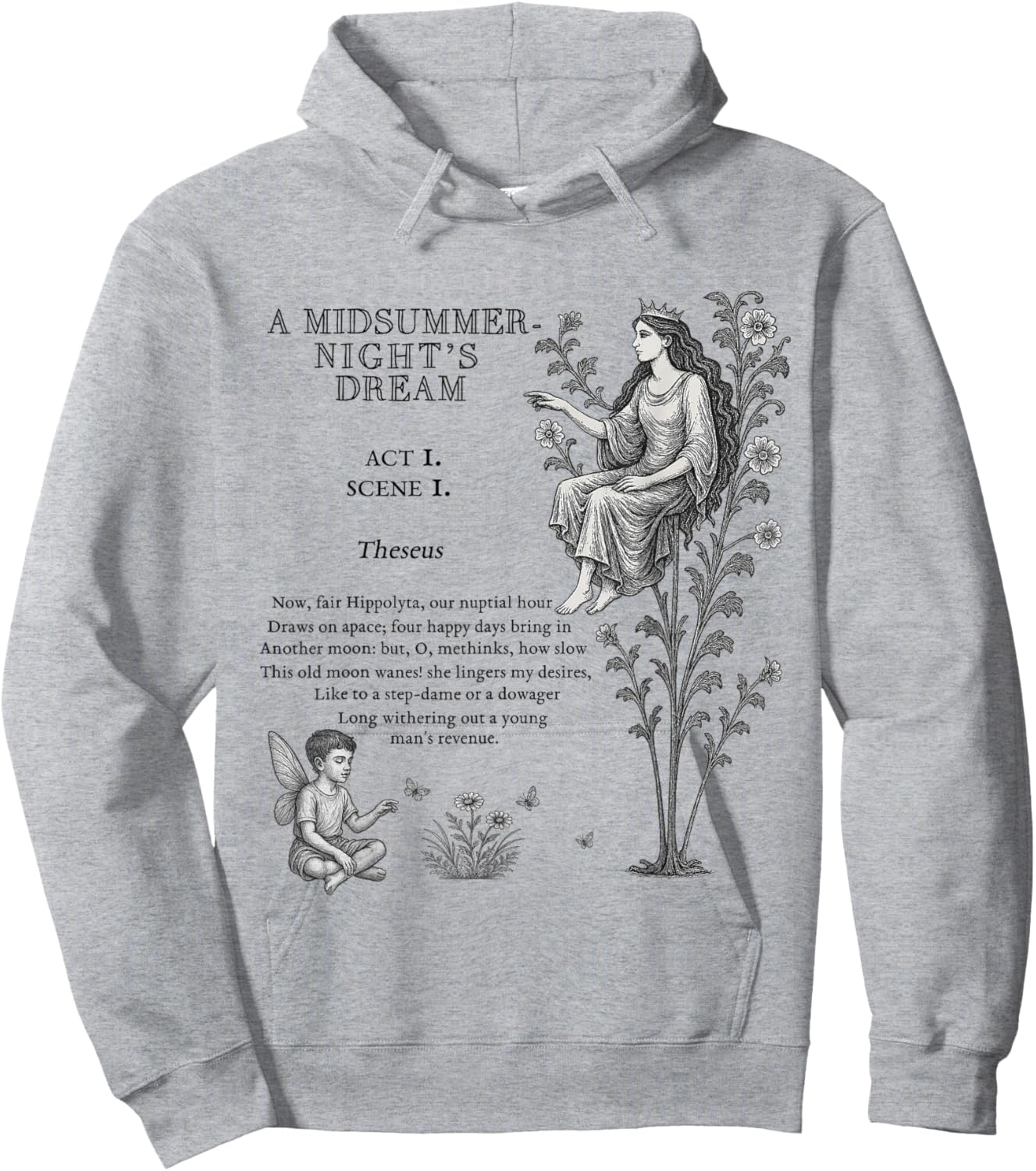 Shakespeare's Midsummer Night Dream Classic Comedy Graphic Hoodie - Hoodie | Ash