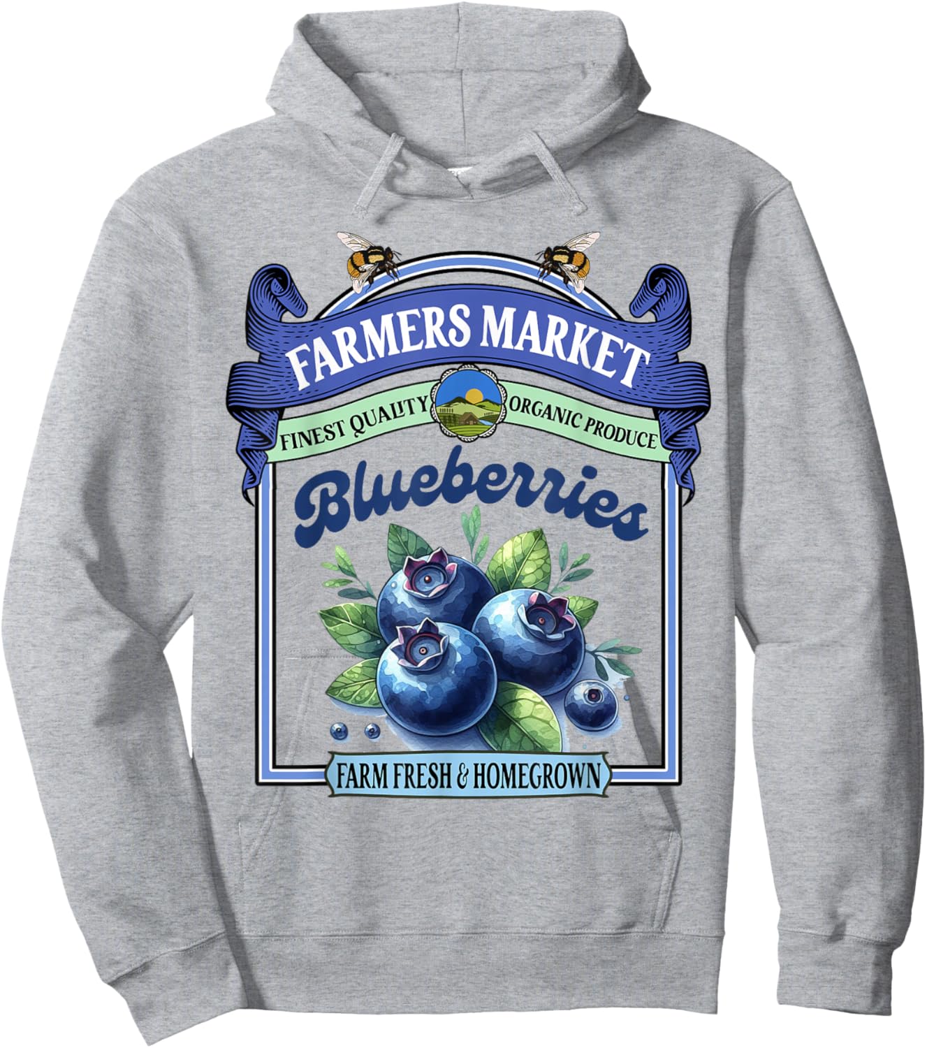 Farmers Market Fresh Gardening Farmers Market Blueberries Hoodie - Hoodie | Ash