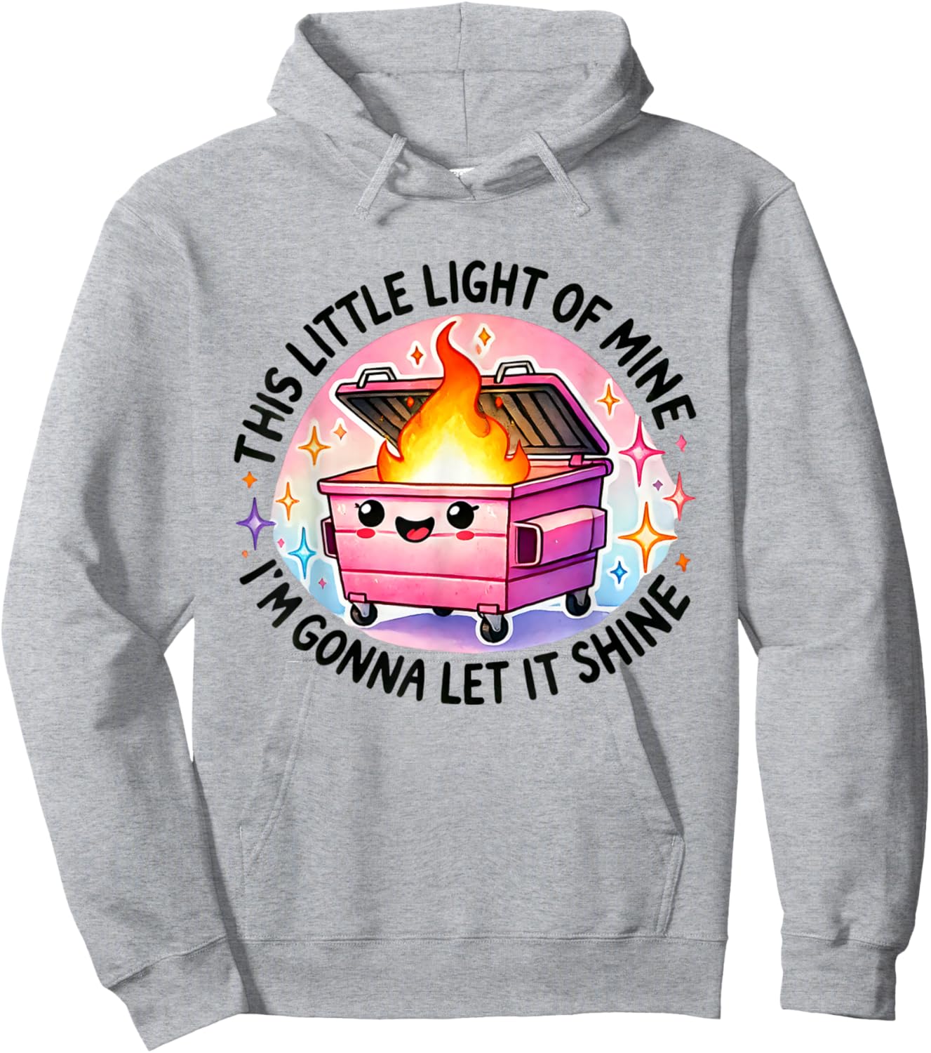 Funny I'm Gonna Let It Shine Dumpster Fire -Adults White Modern Cartoon Small Hoodie - Hoodie | Ash