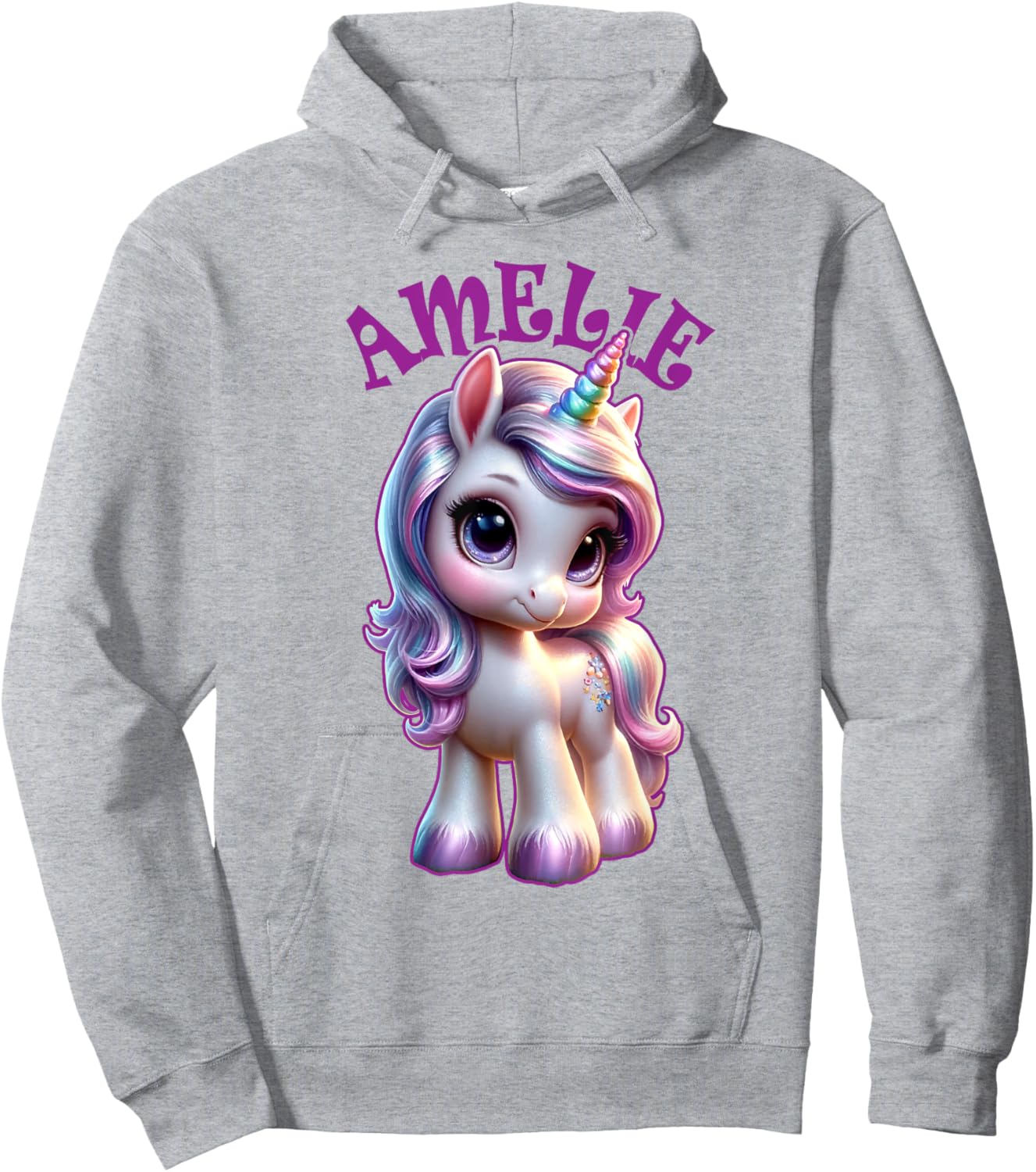 Amelie Cute Unicorn Design for Girls Name Amelie Hoodie - Hoodie | Ash