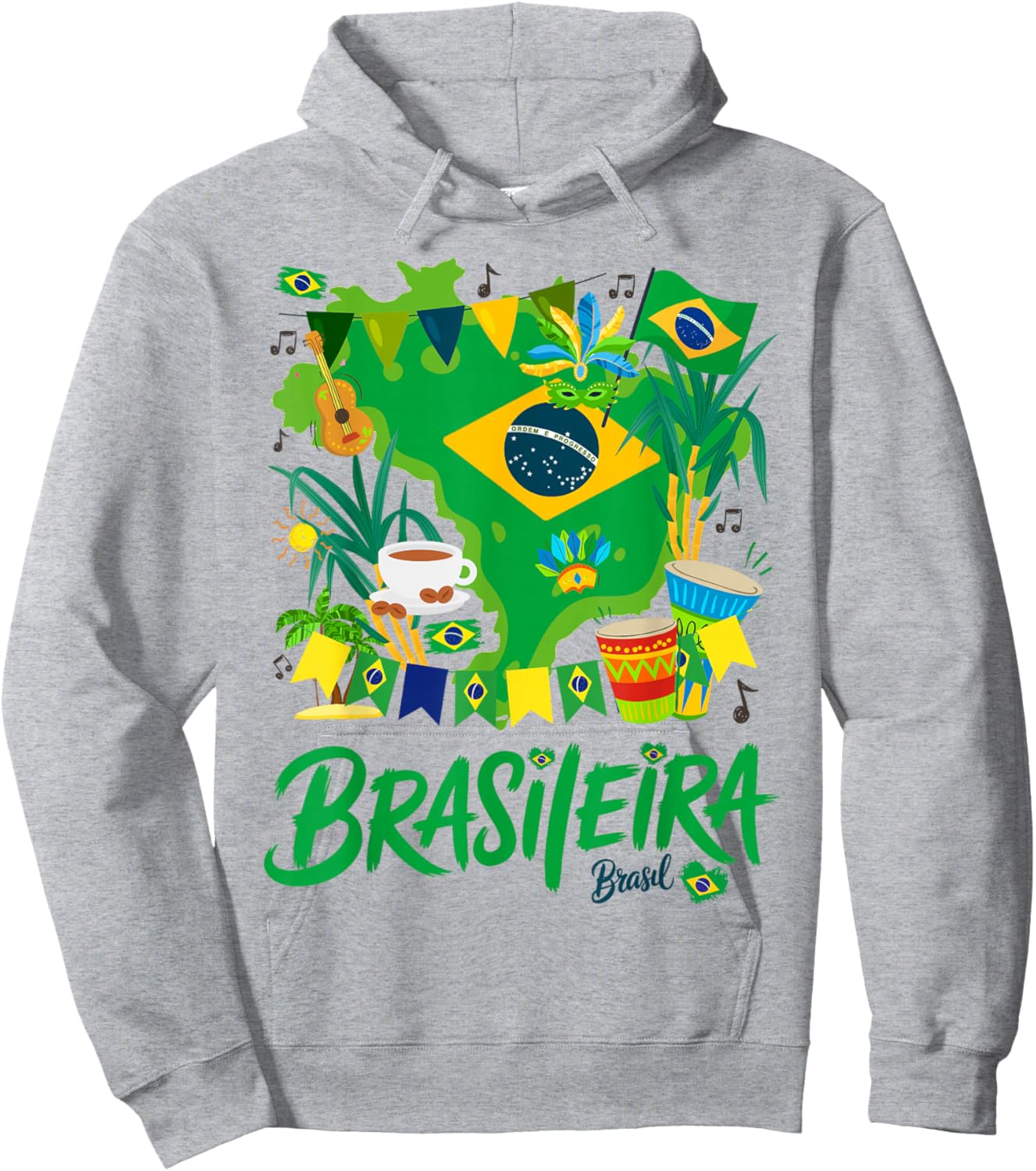 Brasil Flag Outfit Idea for Kids Brazilian Themed Brasileira Hoodie - Hoodie | Ash